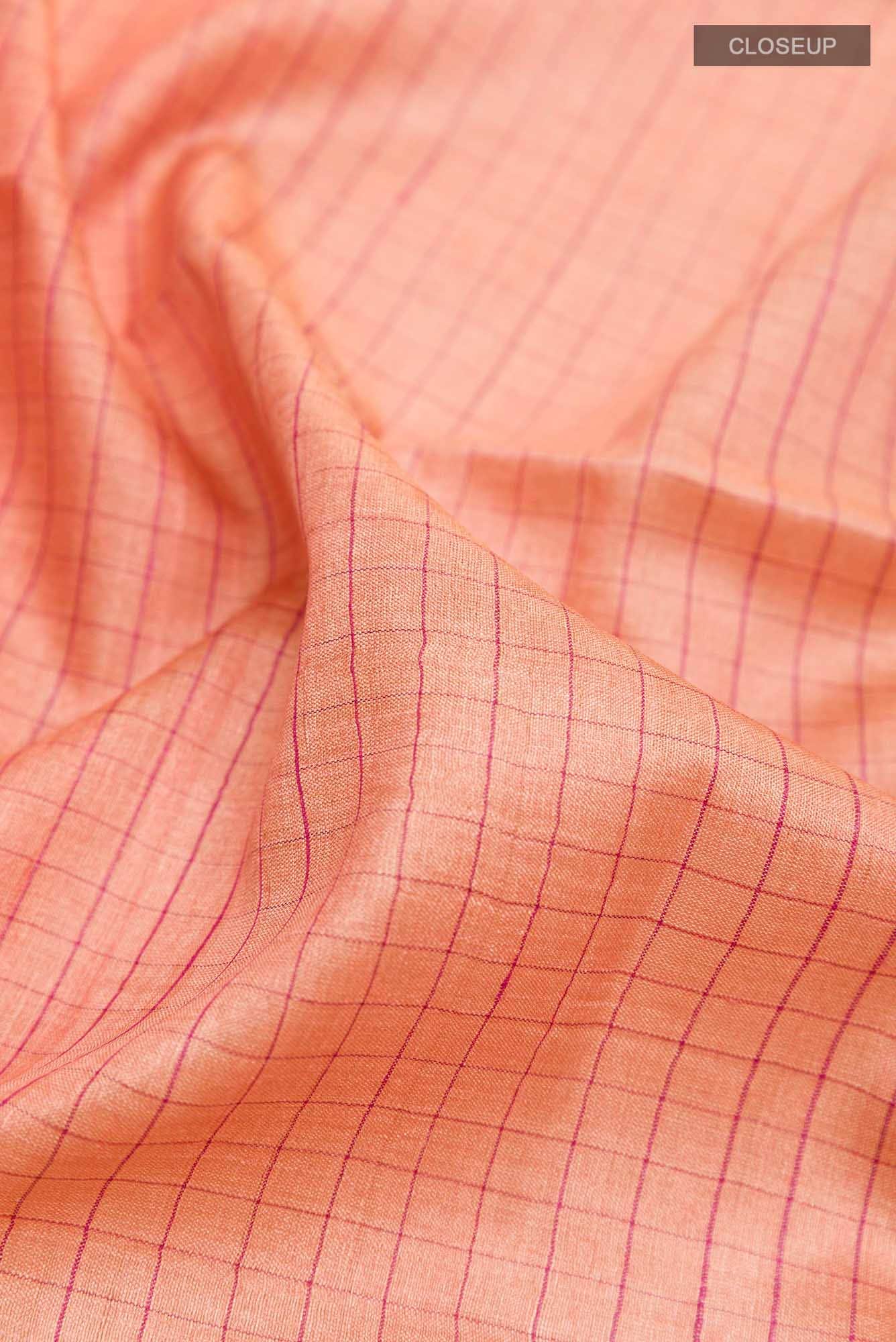 Peach Tussar Saree