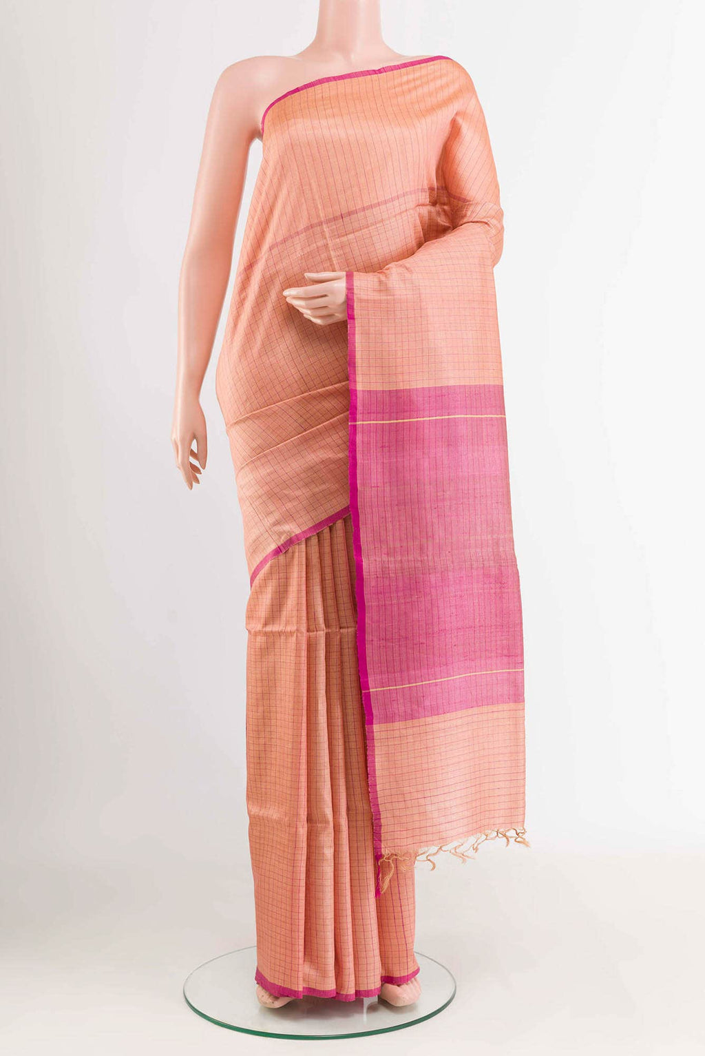 Peach Tussar Saree