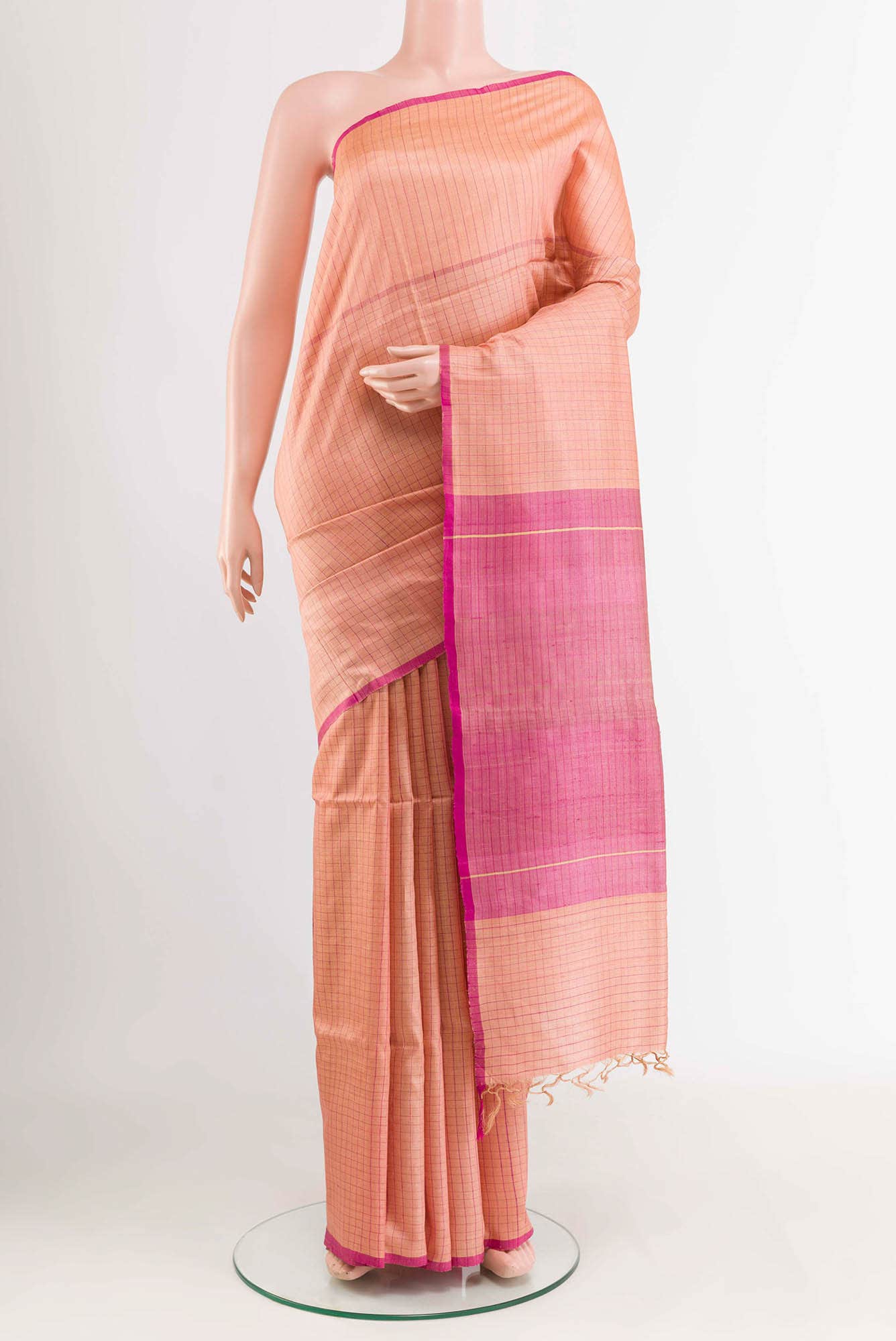 Peach Tussar Saree