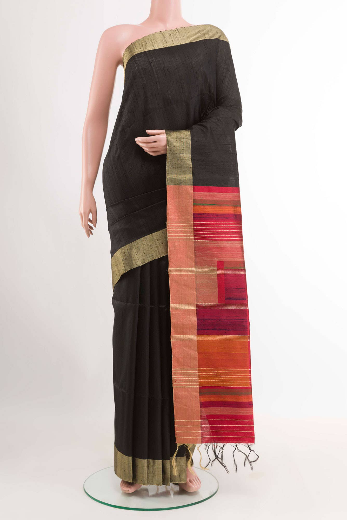 Black Raw Silk Saree