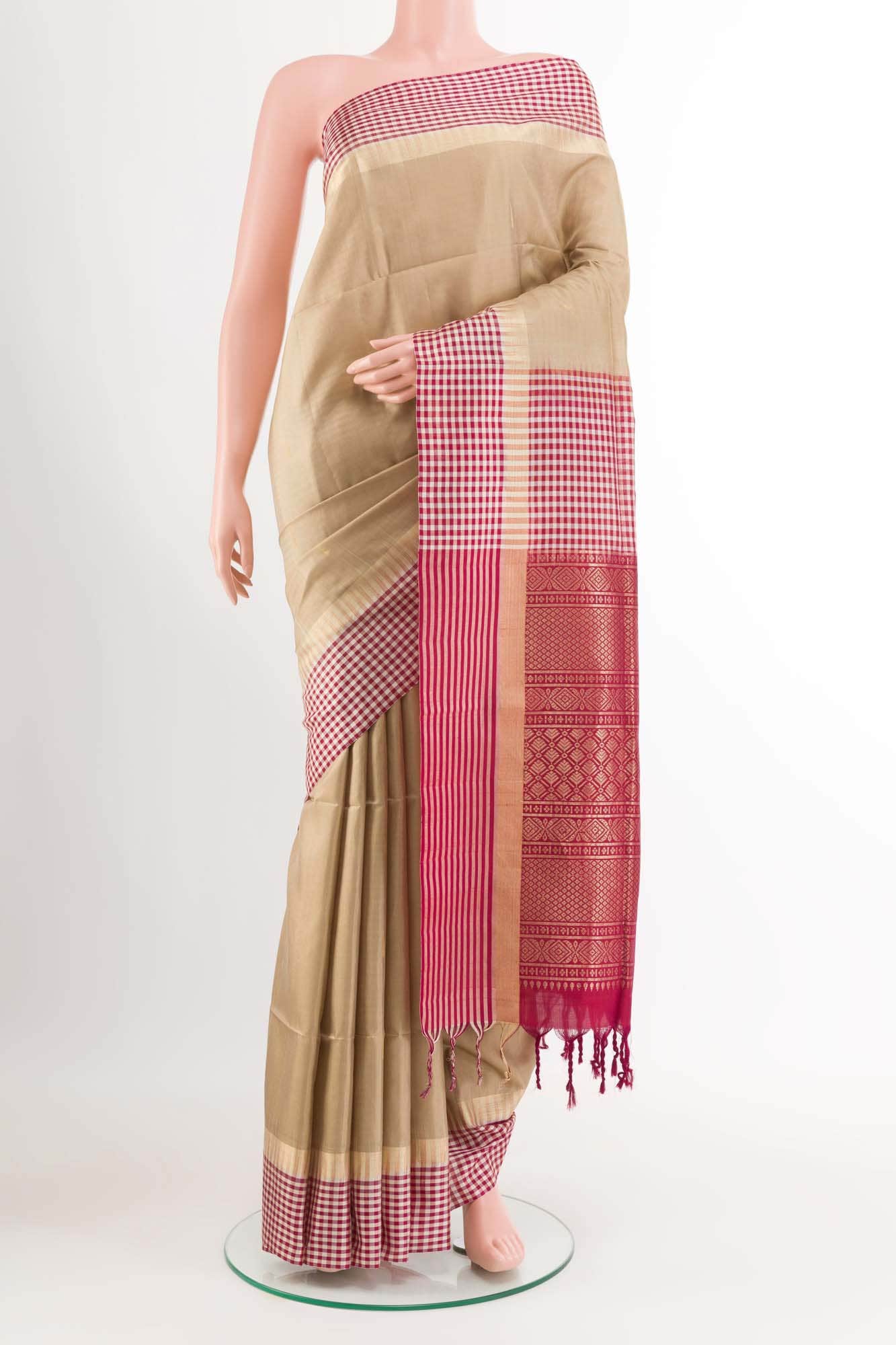 Dark Beige Soft Silk Saree