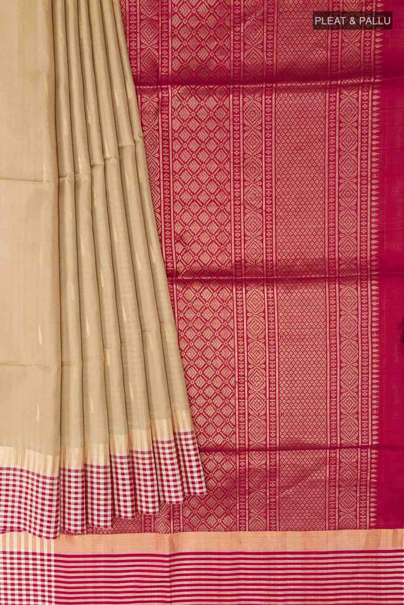 Dark Beige Soft Silk Saree
