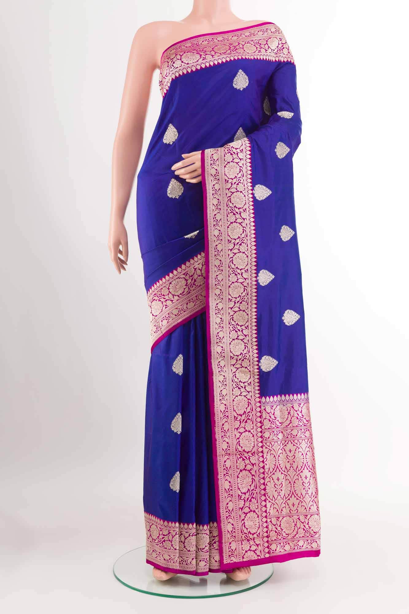 Blue Banarasi Katan Silk Saree