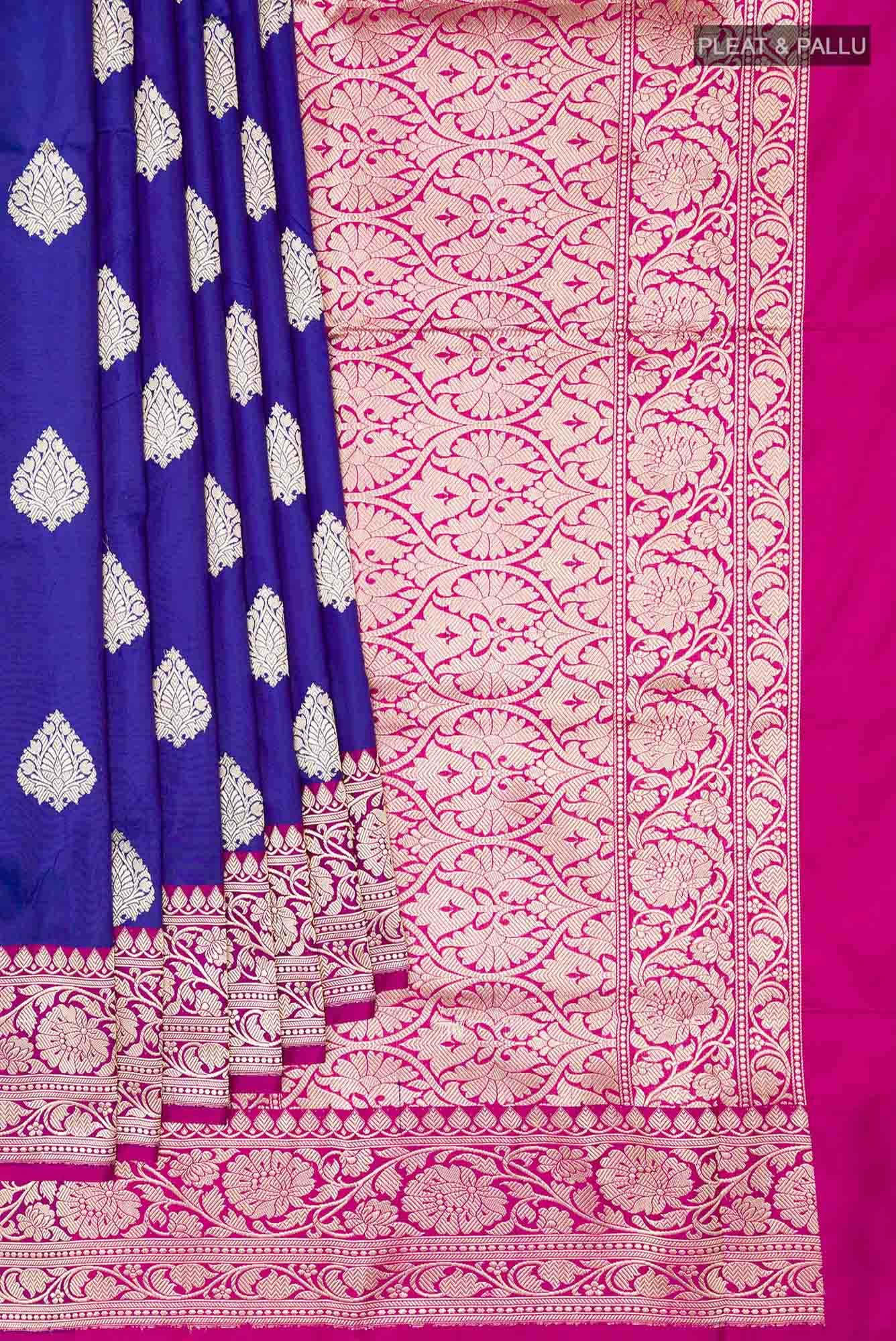 Blue Banarasi Katan Silk Saree