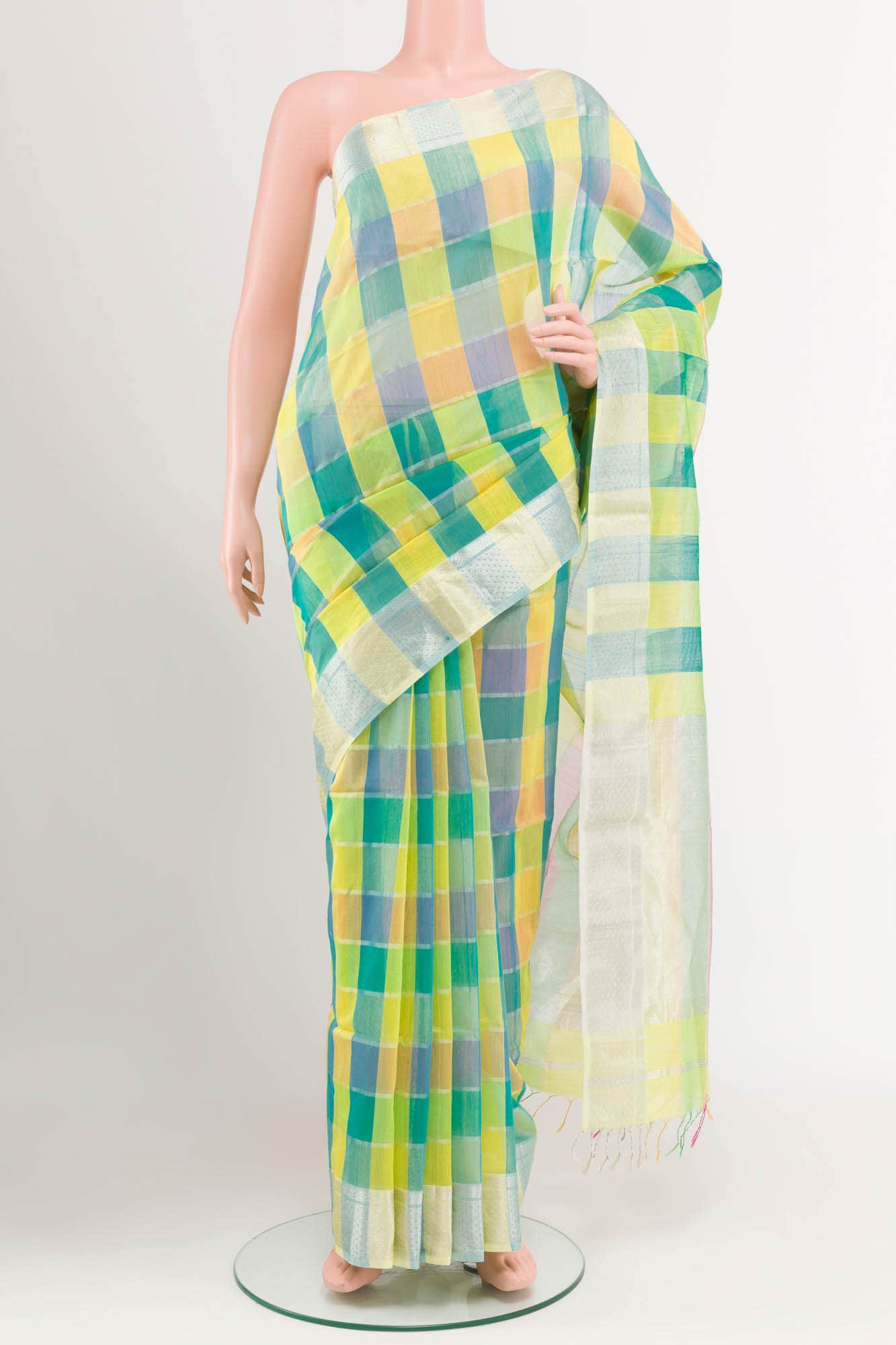 Multi Blended Kora Cotton Saree