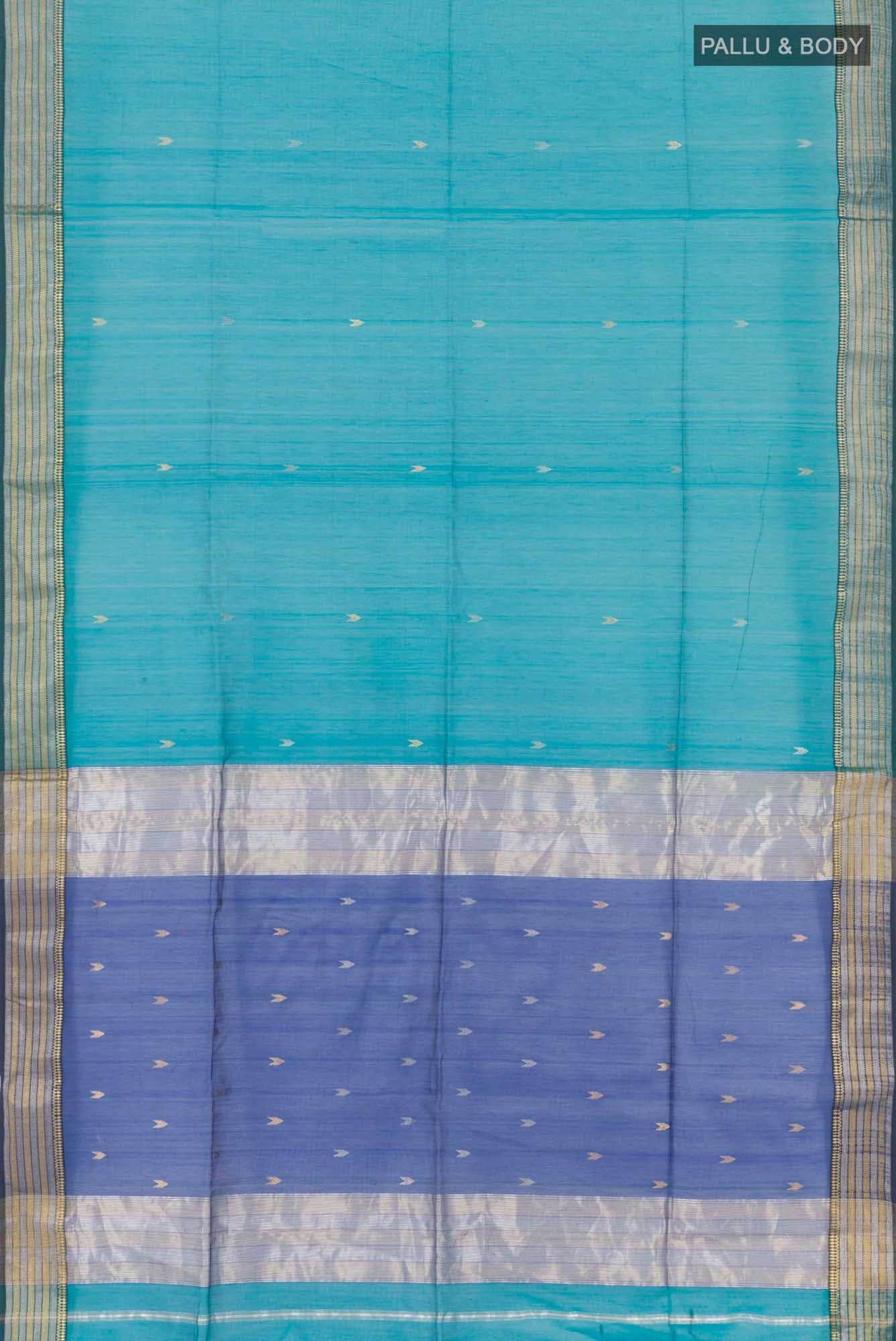 Blue Blended Kora Cotton Saree