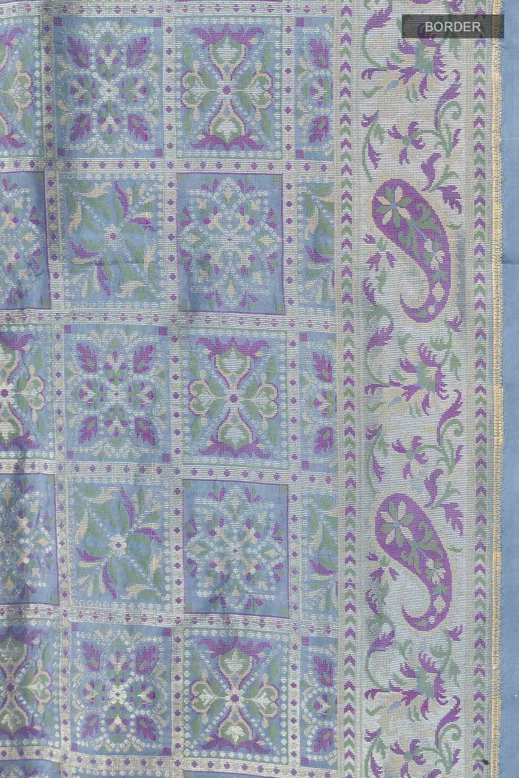 Blue Grey Banarasi Silk Saree