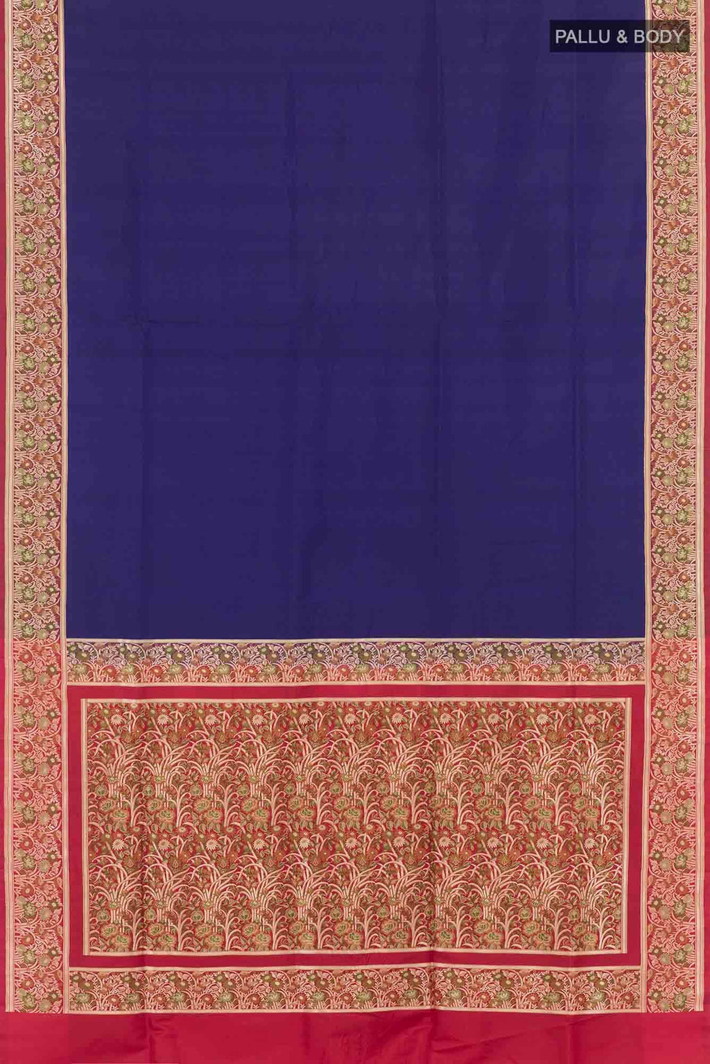 Dark Blue Banarasi Tanchoi Silk Saree