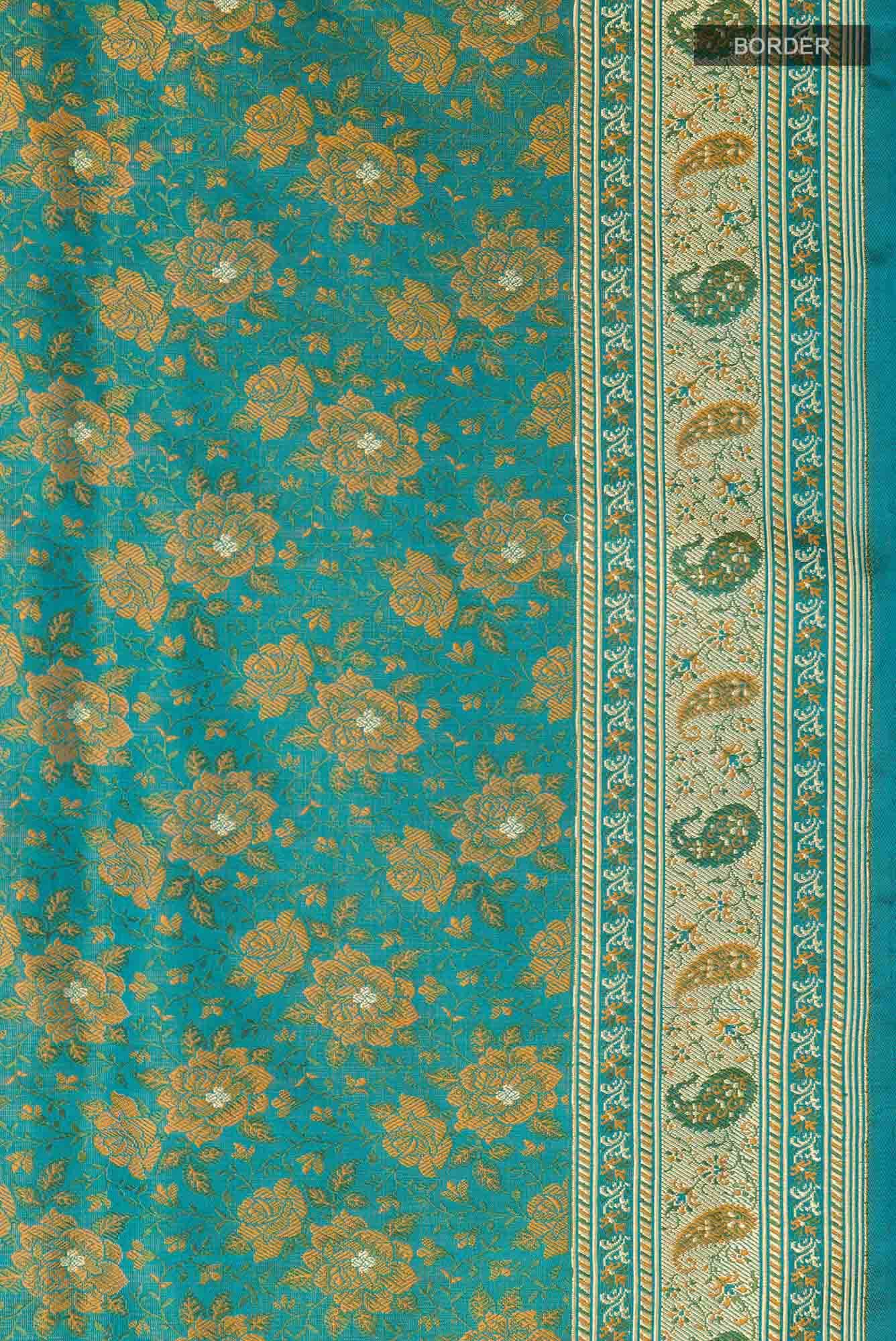 Blue Banarasi Tanchoi Silk Saree