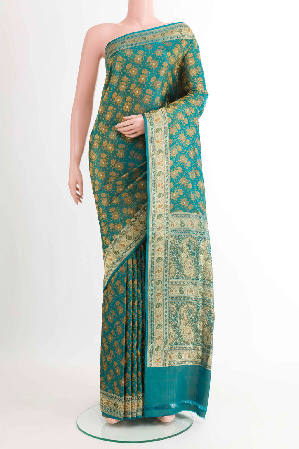 Blue Banarasi Tanchoi Silk Saree