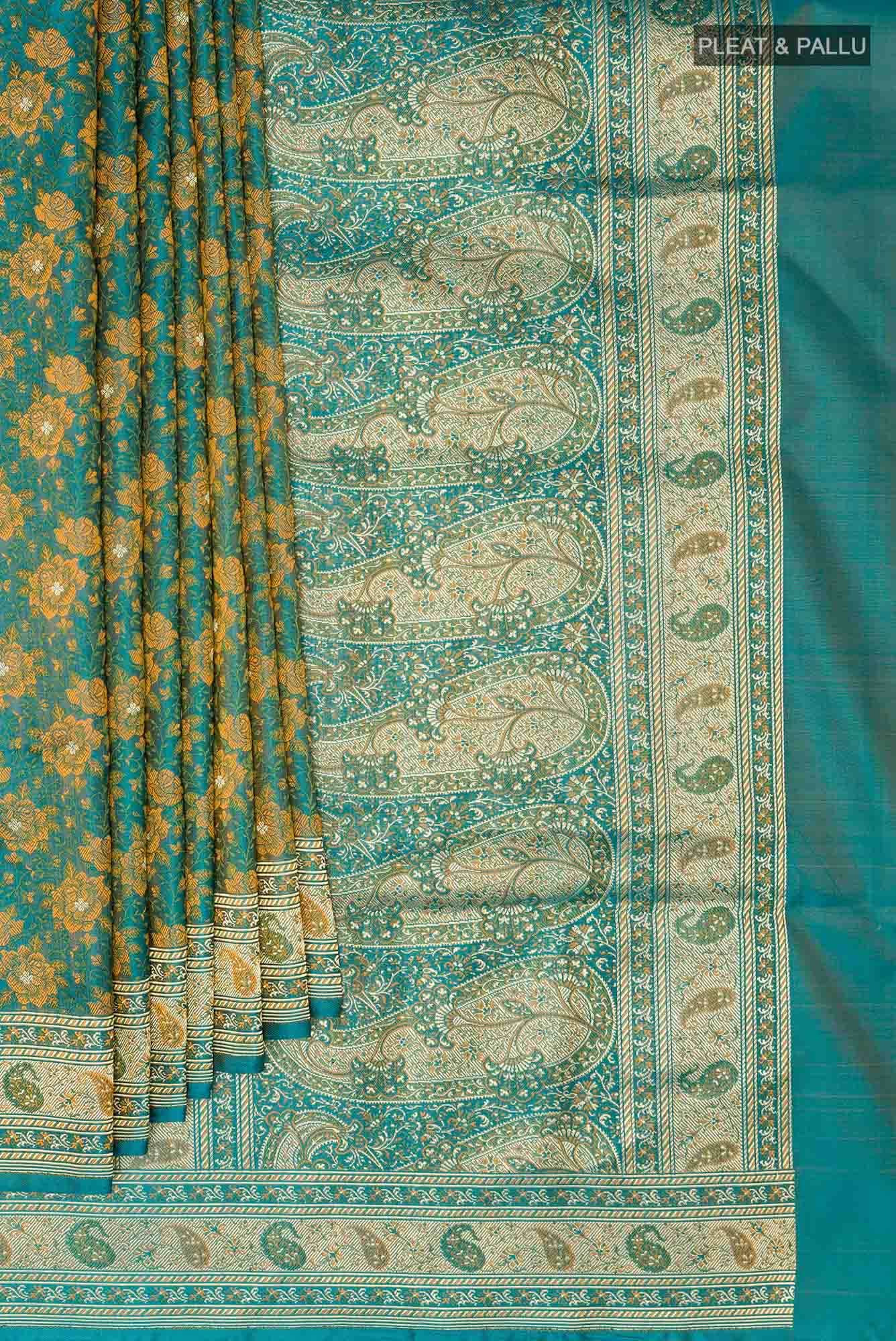 Blue Banarasi Tanchoi Silk Saree