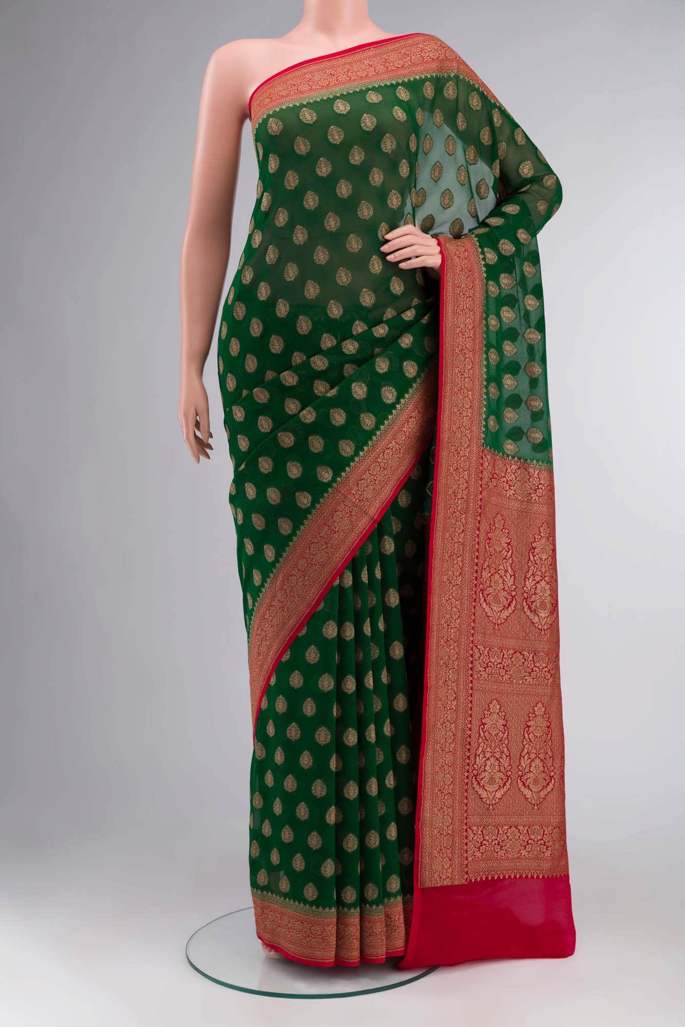 Green Banarasi Georgette Saree