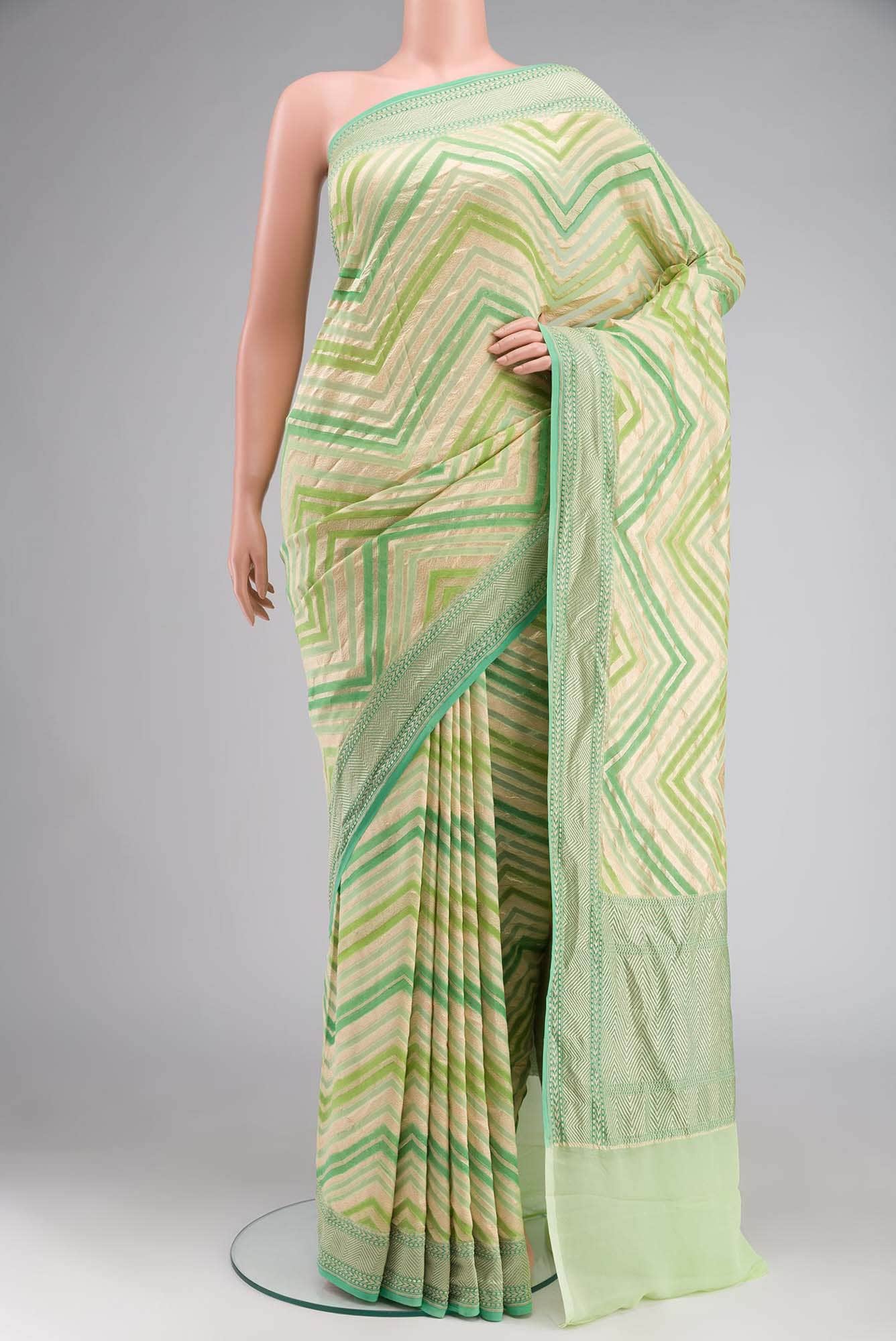 Green Banarasi Georgette Saree