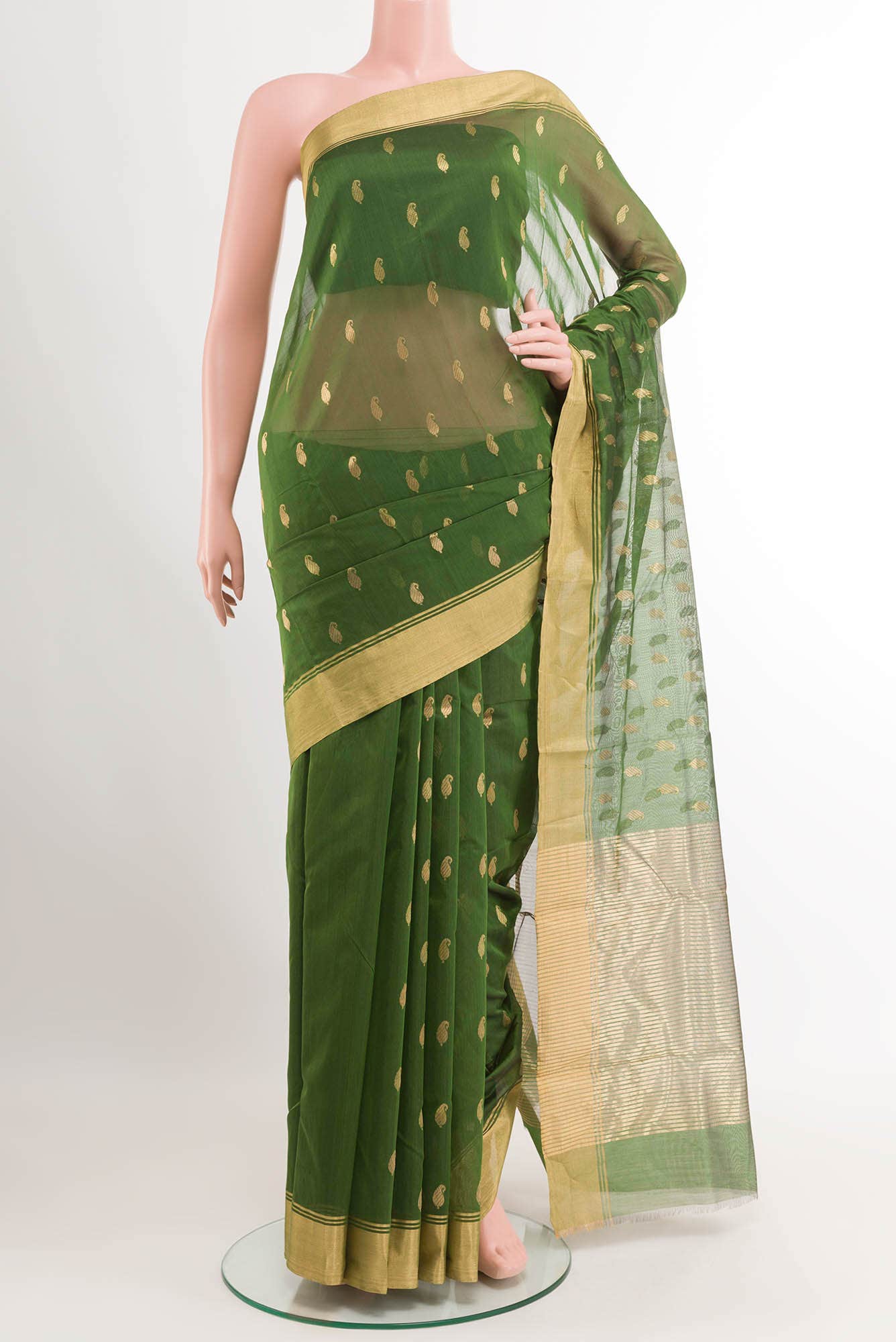 Green Blended Chanderi Silk Cotton Saree
