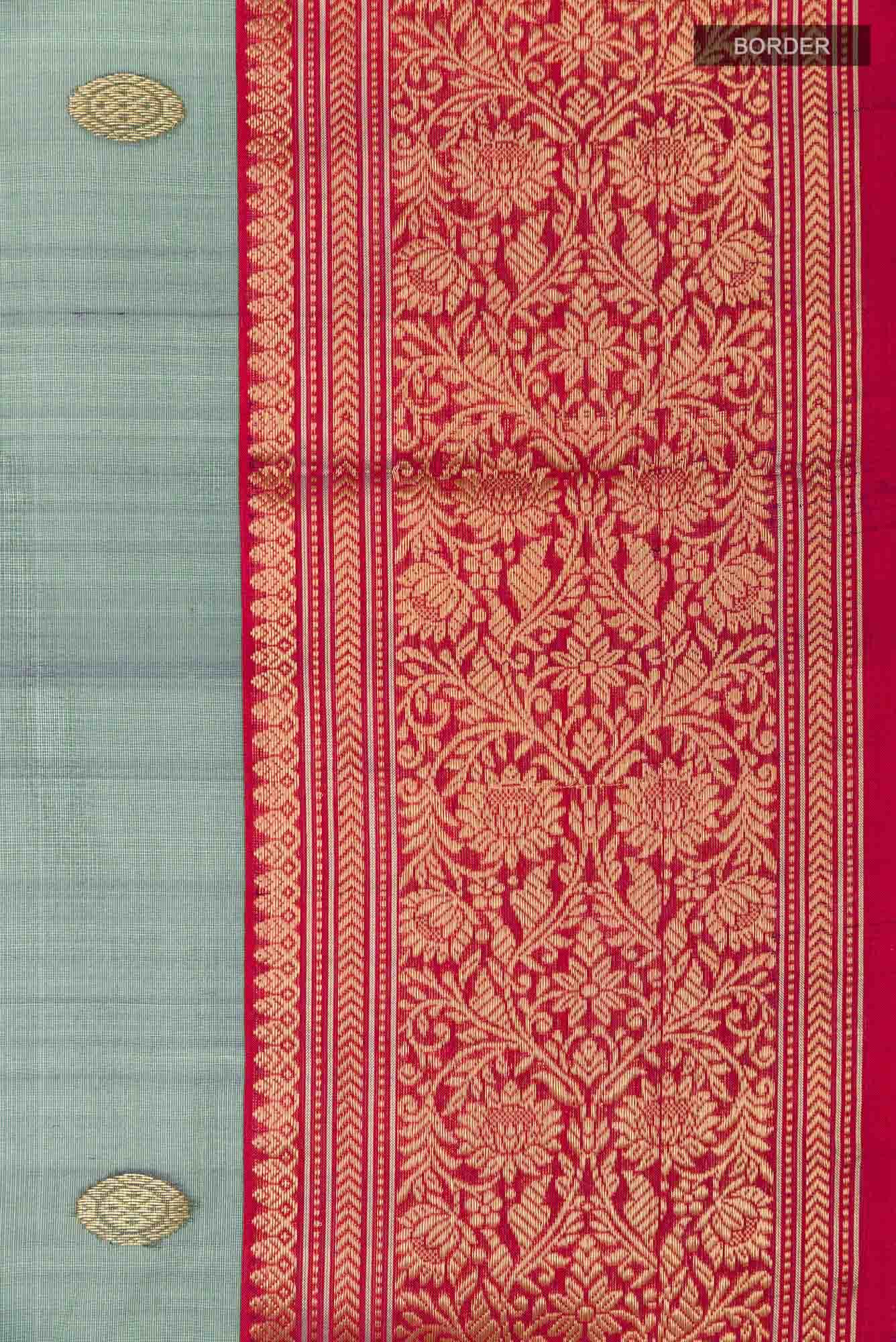 Dark Green Chanderi Kora Silk Saree