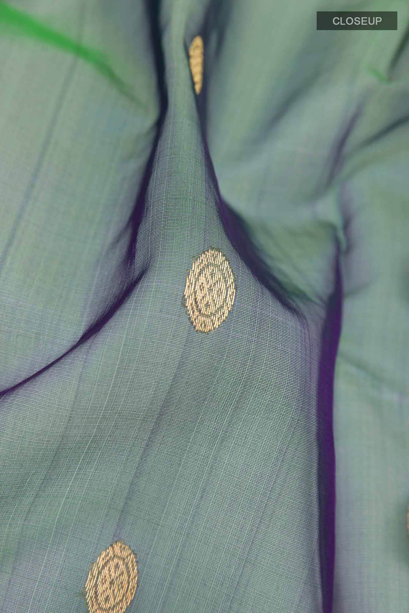 Dark Green Chanderi Kora Silk Saree