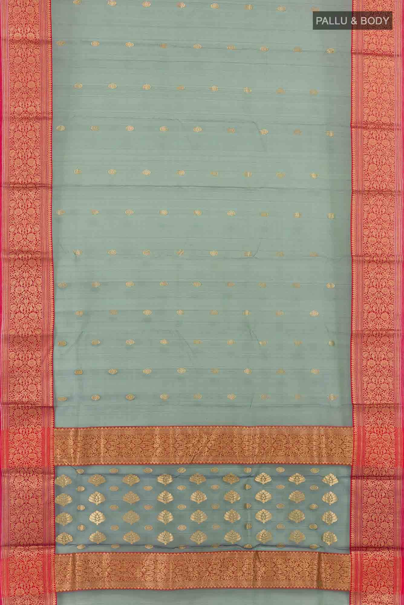 Dark Green Chanderi Kora Silk Saree