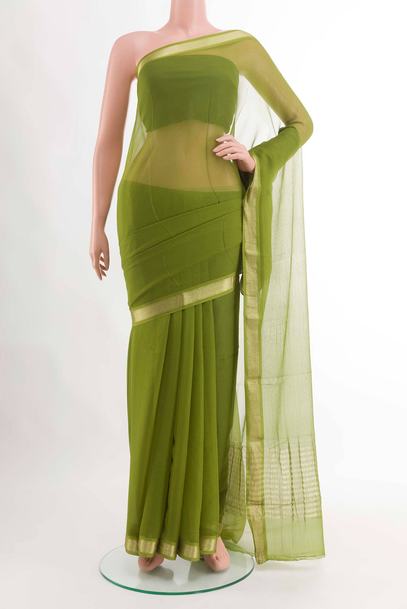 Green Mysore Chiffon Saree