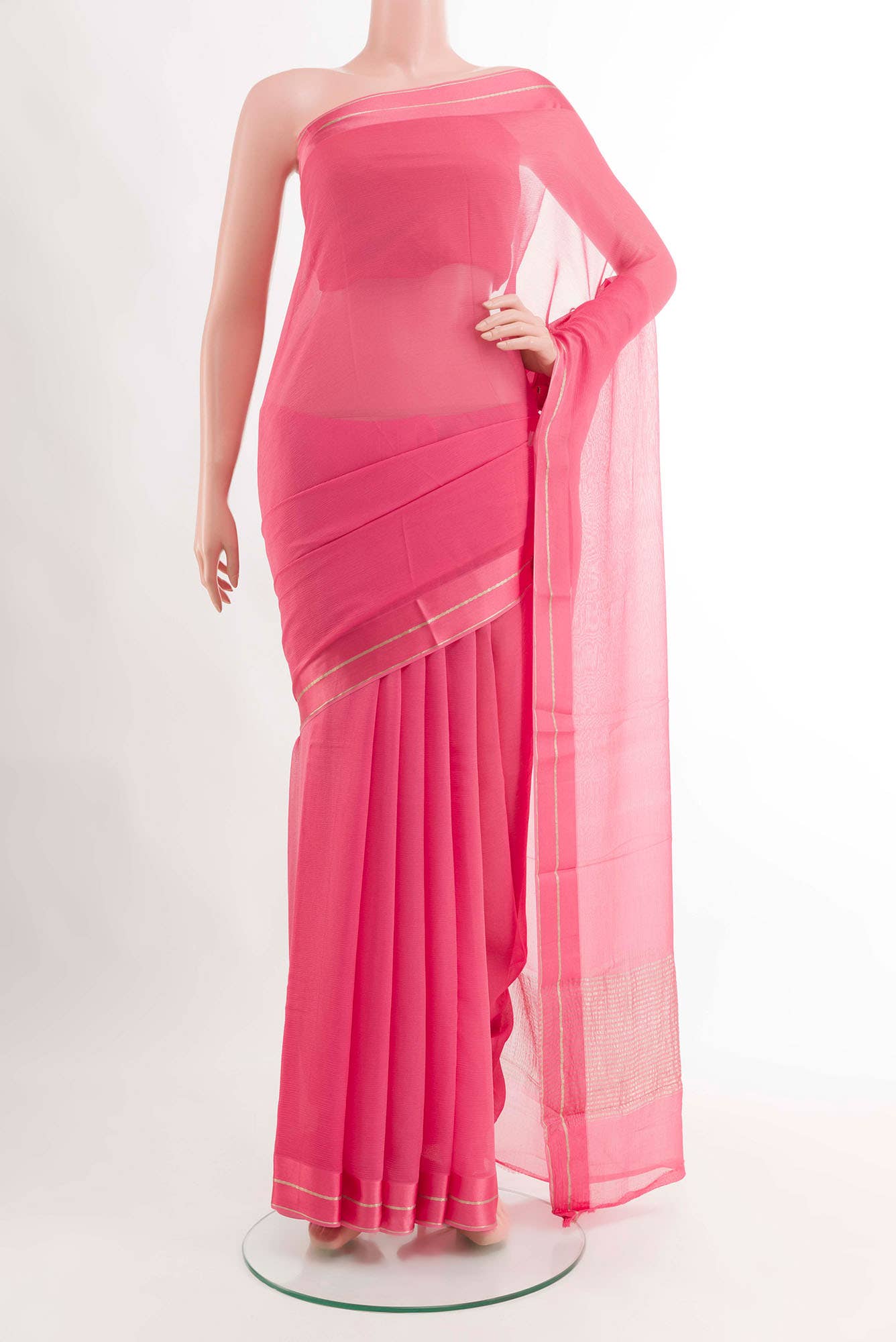 Pink Mysore Chiffon Saree