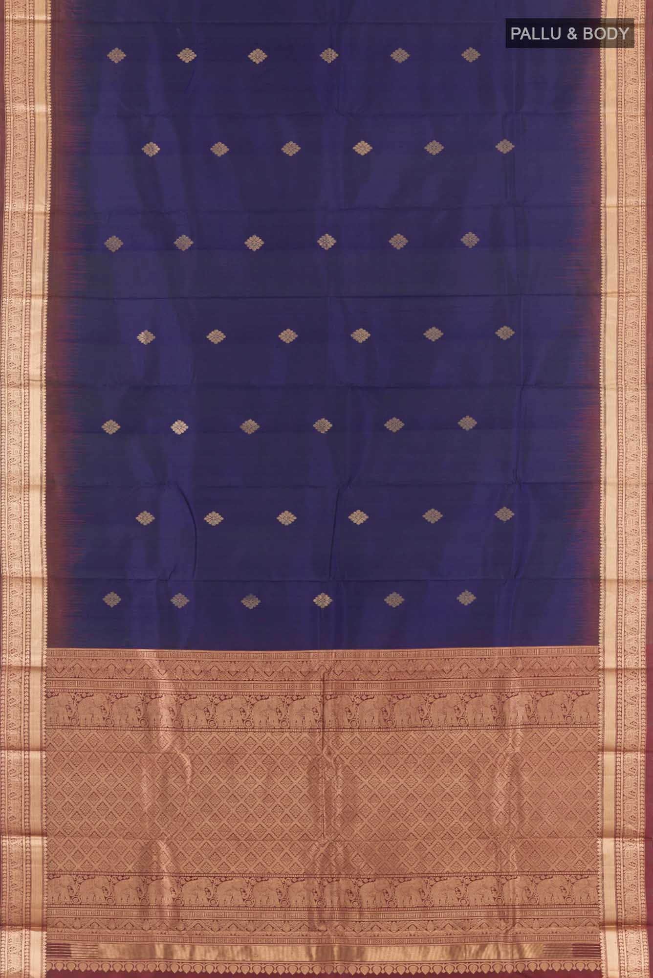 Dark Blue Kanchipuram Silk Saree