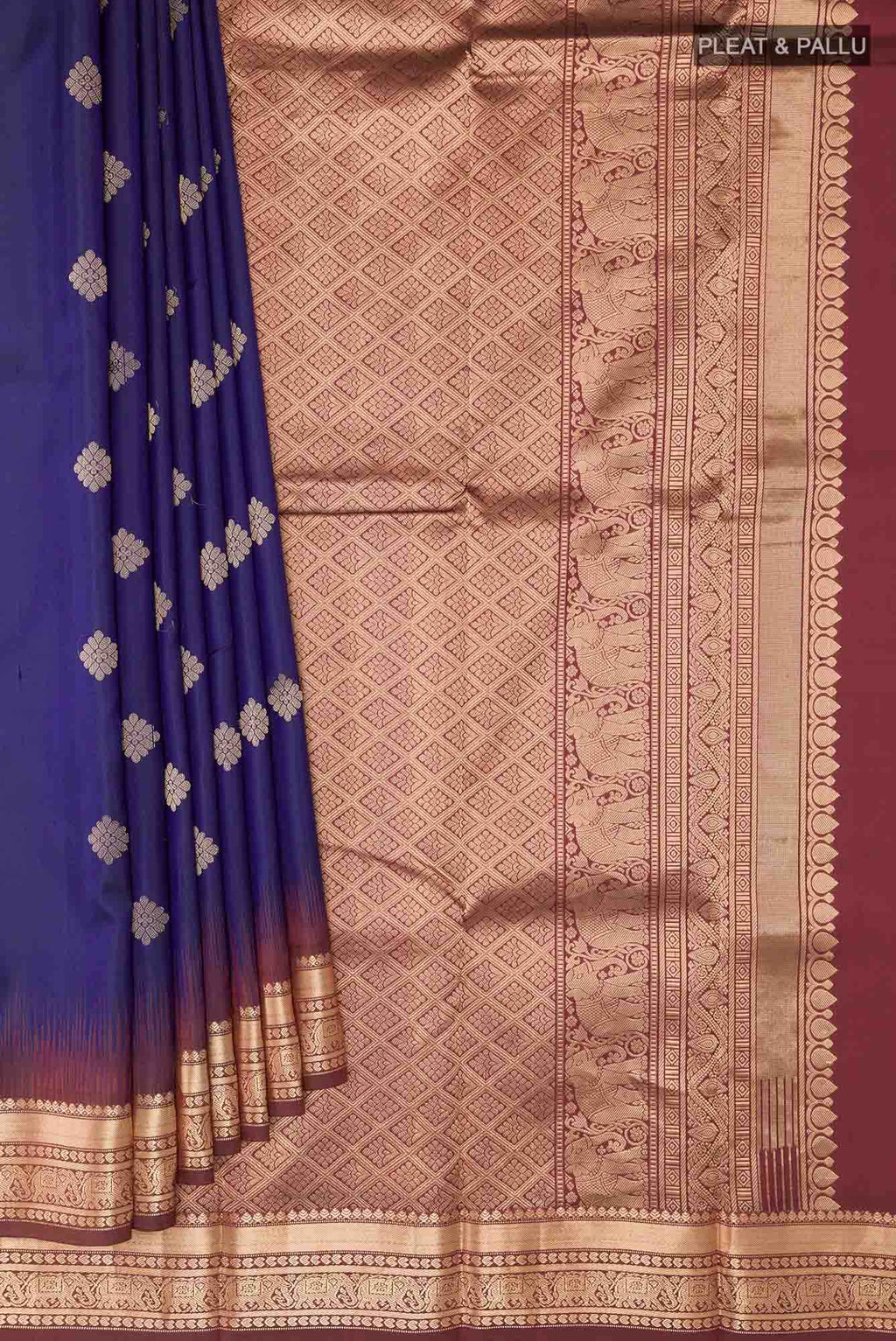 Dark Blue Kanchipuram Silk Saree