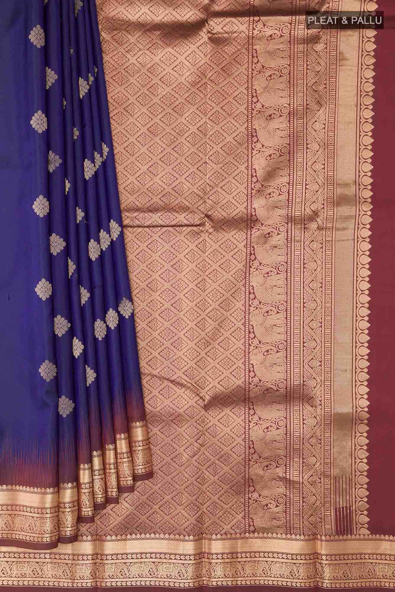 Dark Blue Kanchipuram Silk Saree