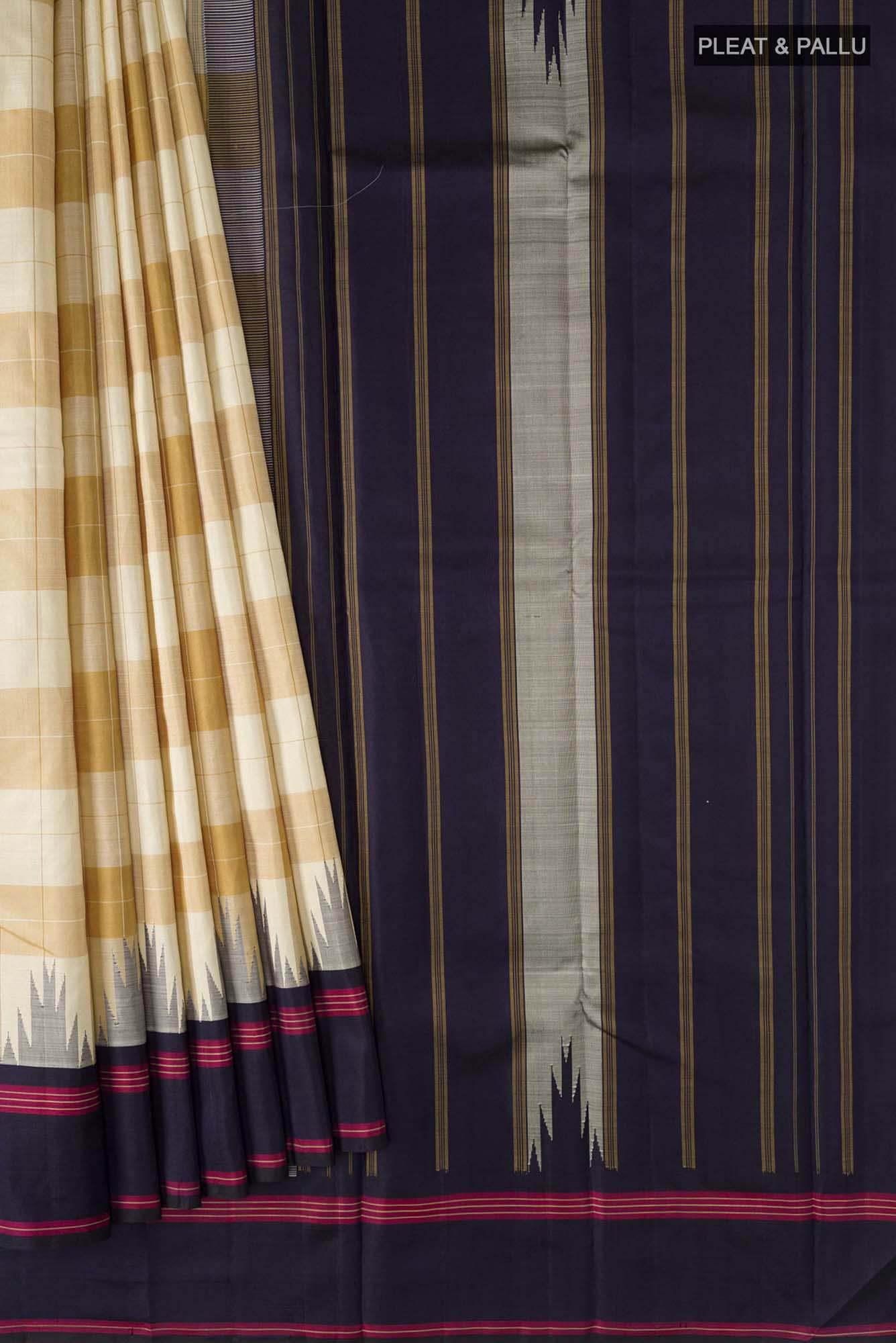 Beige Kanchipuram Silk Saree