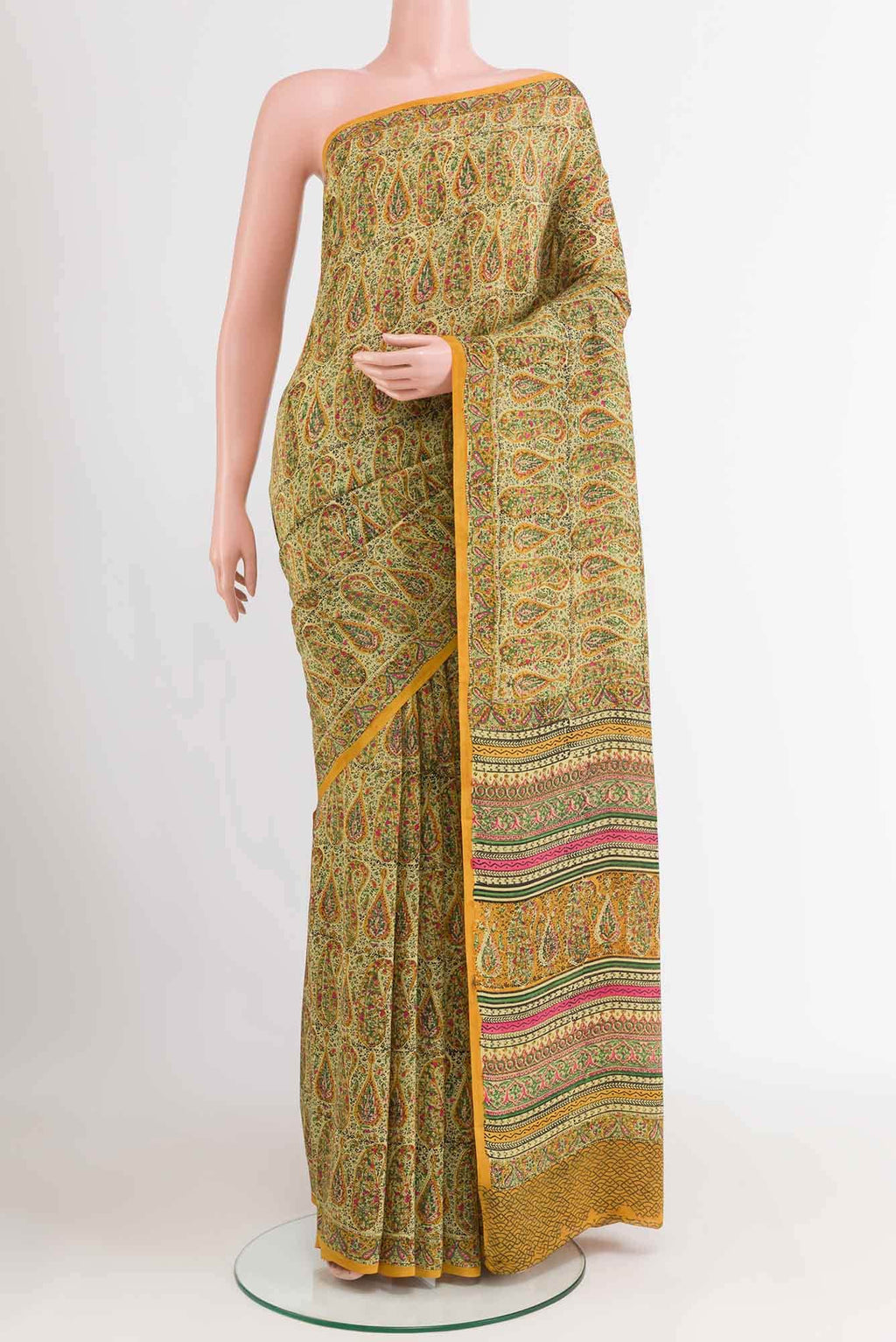 Beige Crepe Saree