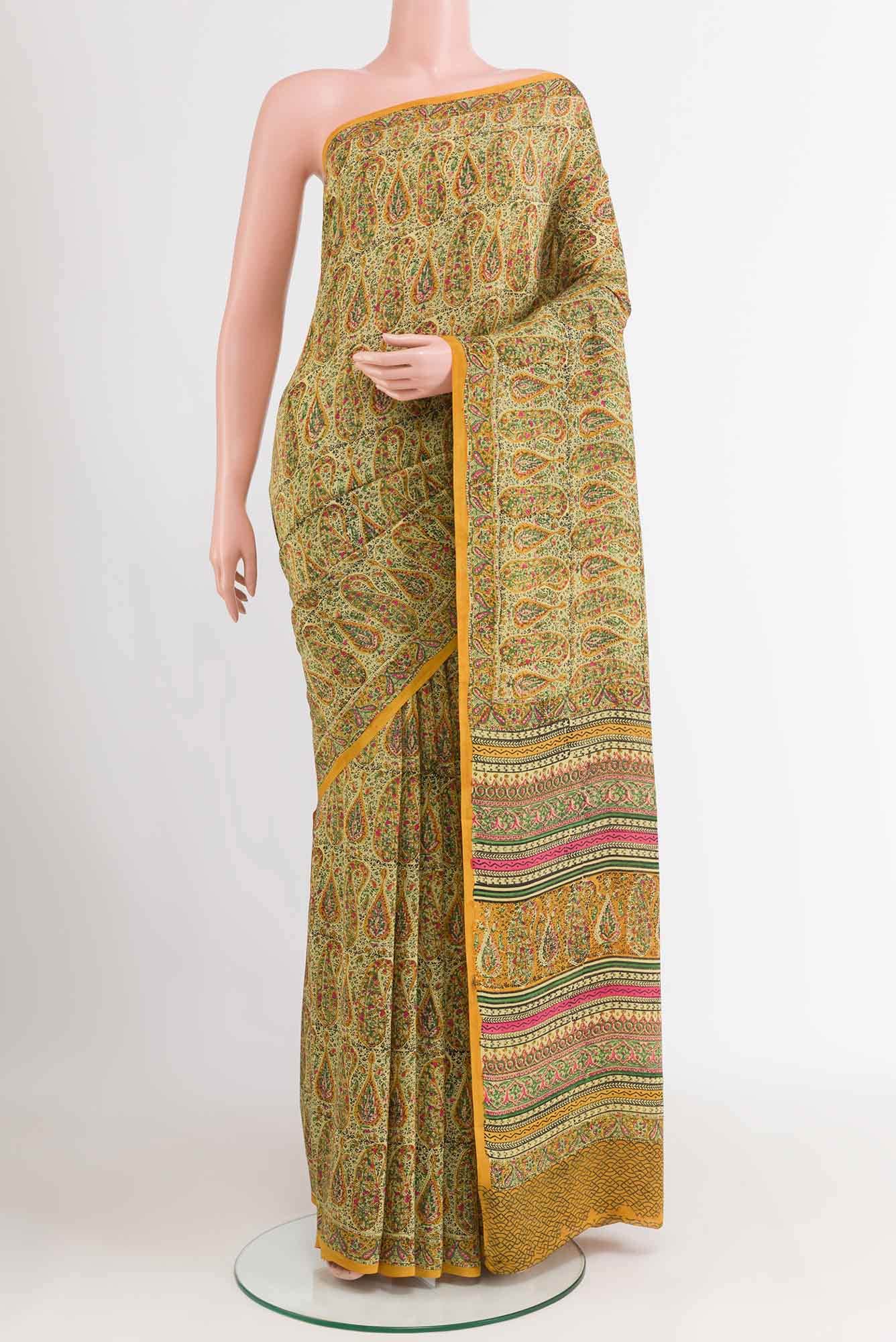 Beige Crepe Saree
