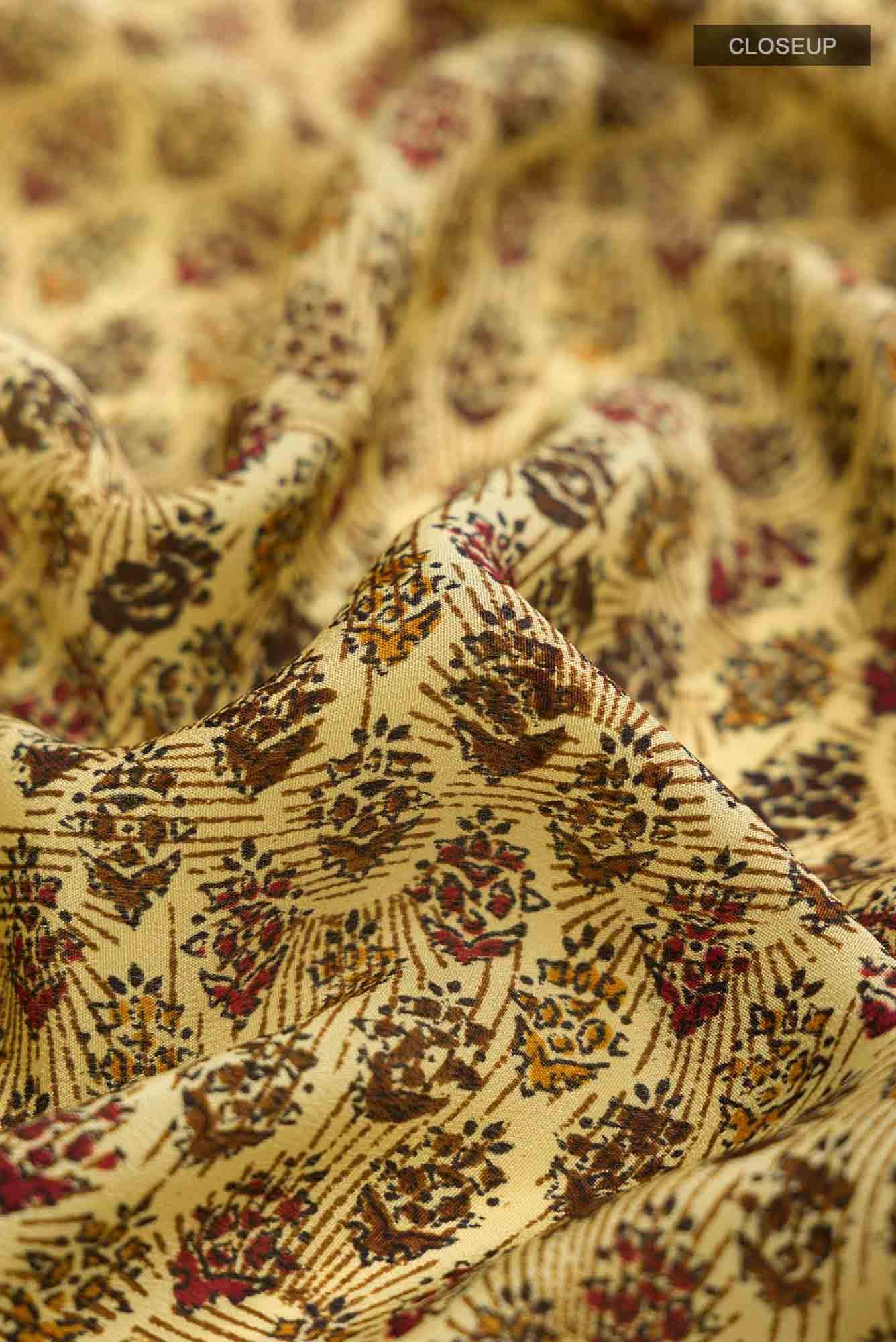 Yellow Mysore Crepe Saree