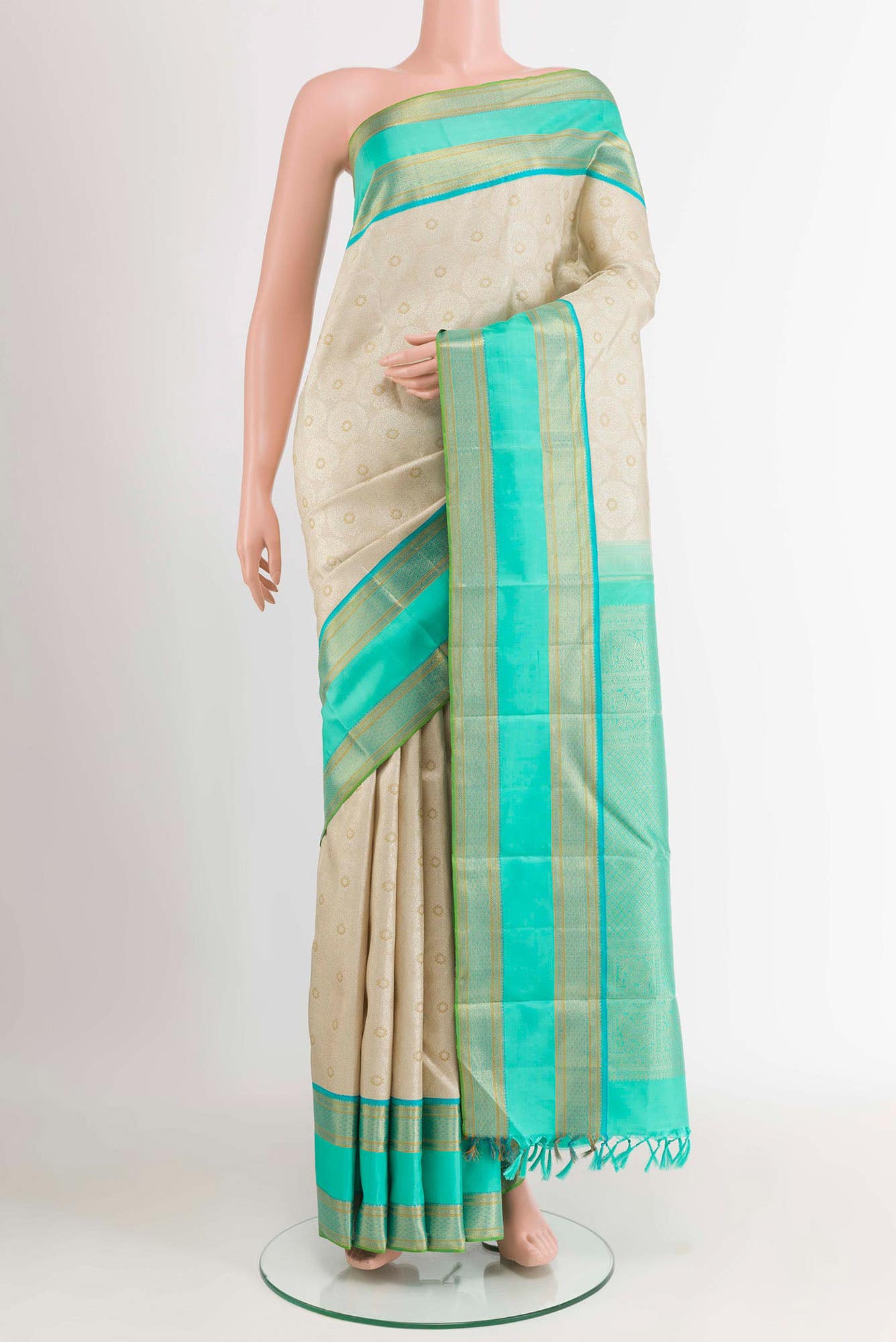Pure Silk Pure Zari Off White Kanchipuram Saree