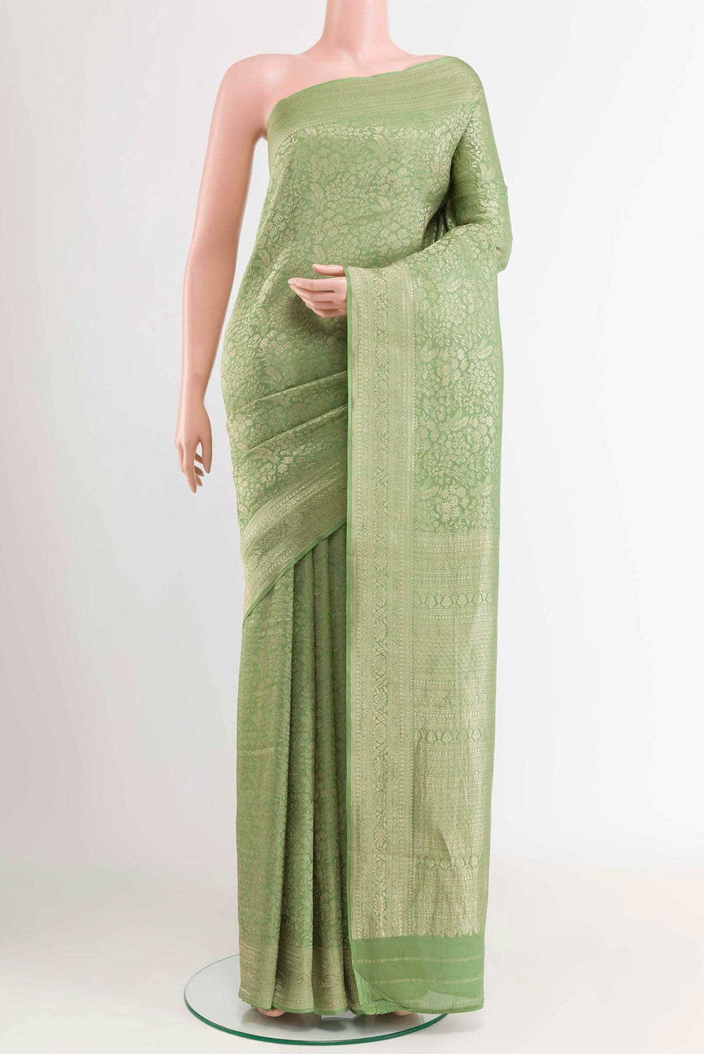 Green Crepe Saree
