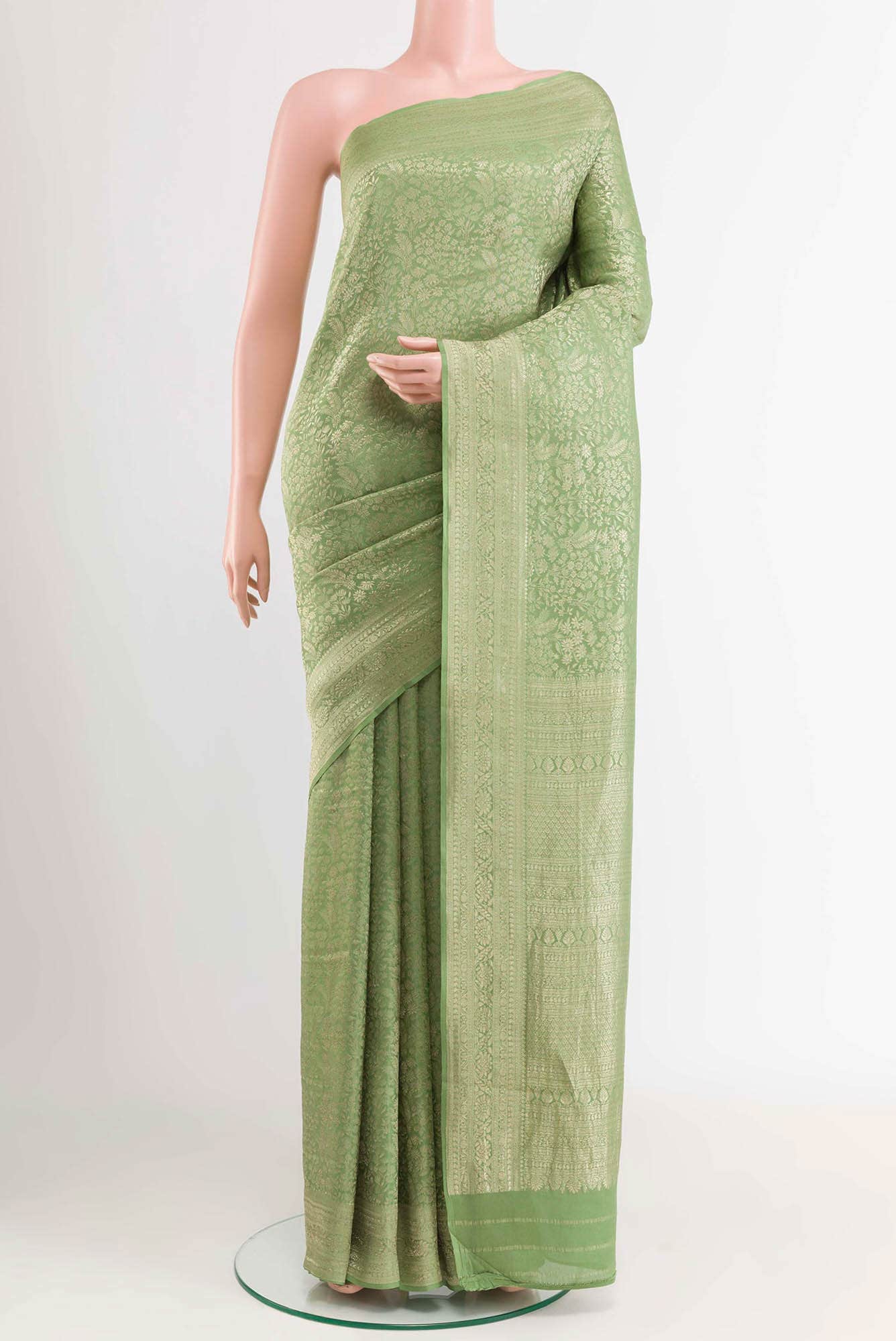 Green Crepe Saree