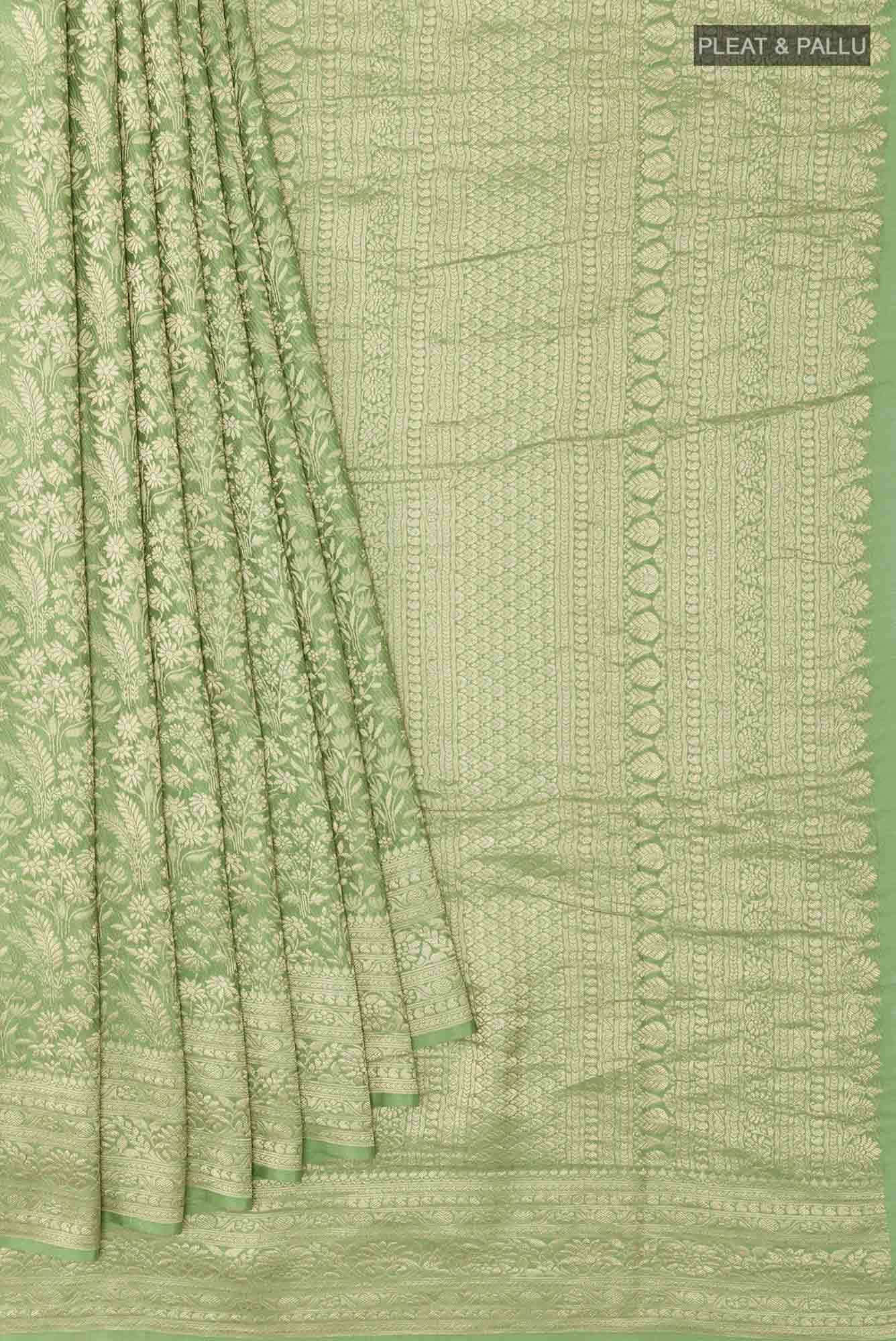 Green Crepe Saree