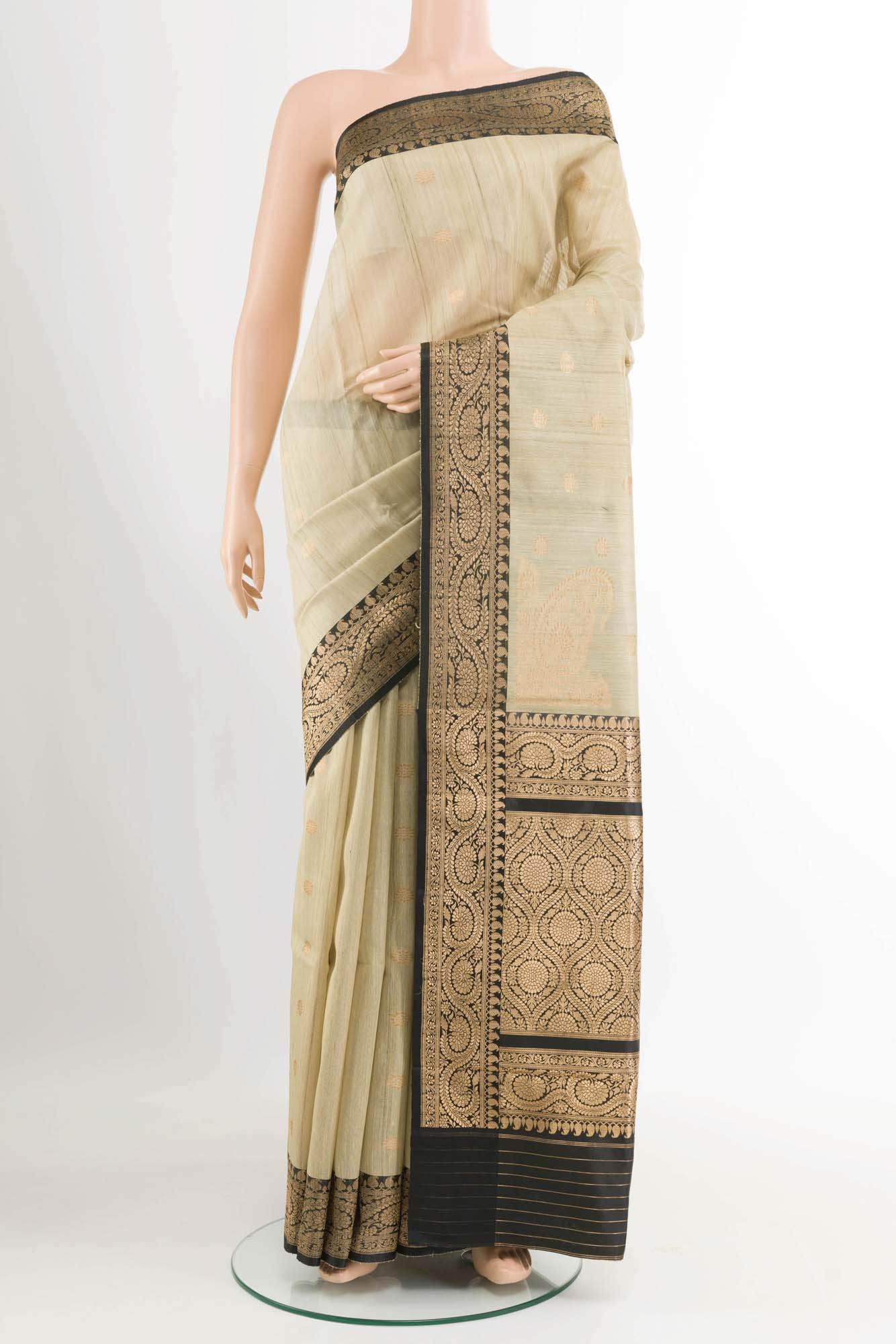 Beige Banarasi Katan Silk Saree