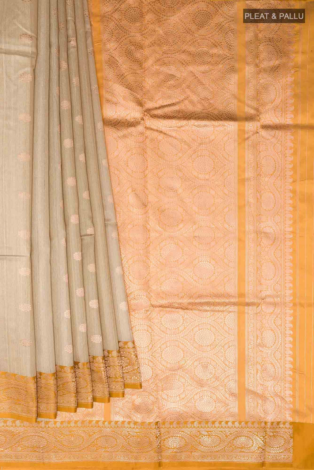 Beige Banarasi Katan Silk Saree