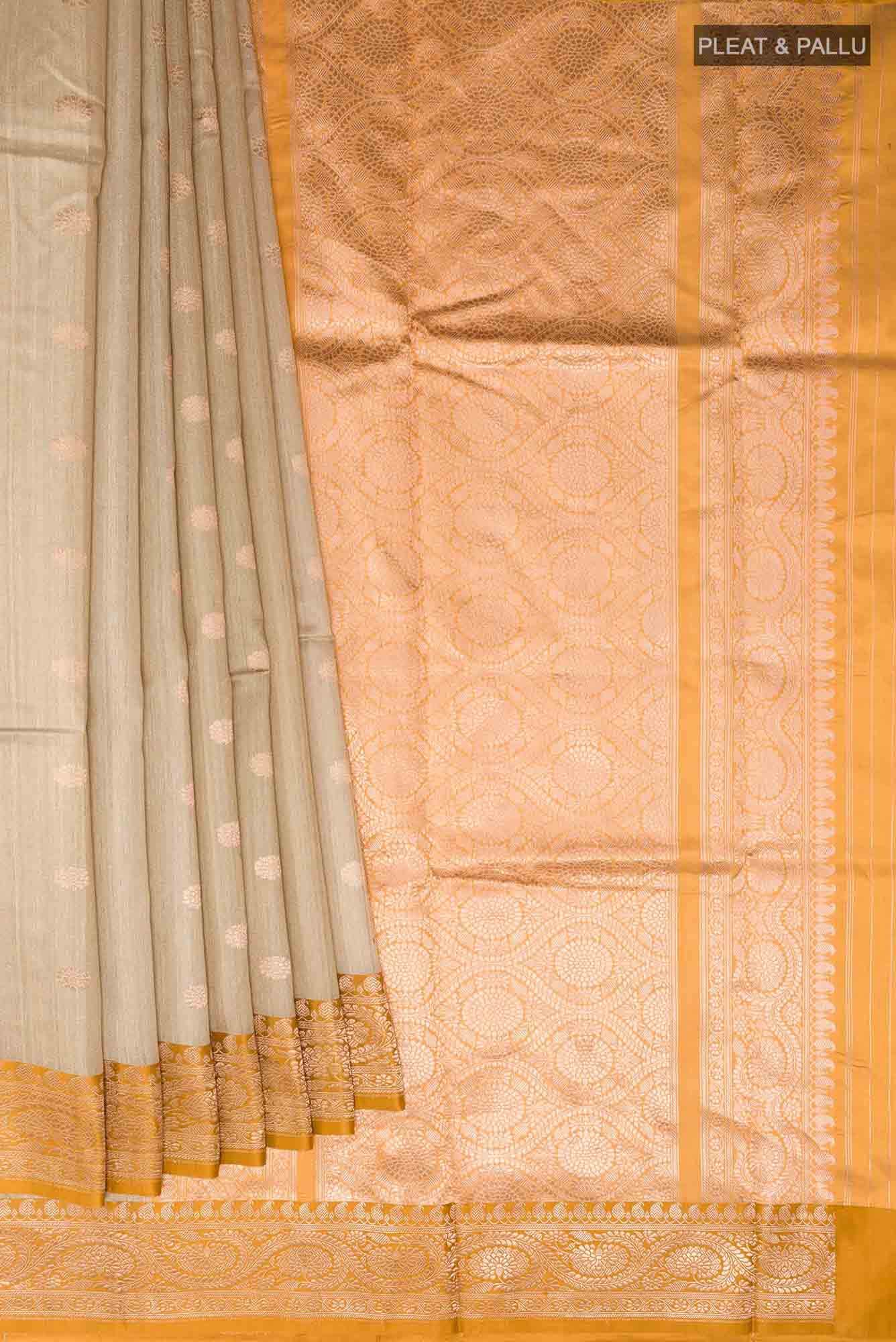 Beige Banarasi Katan Silk Saree
