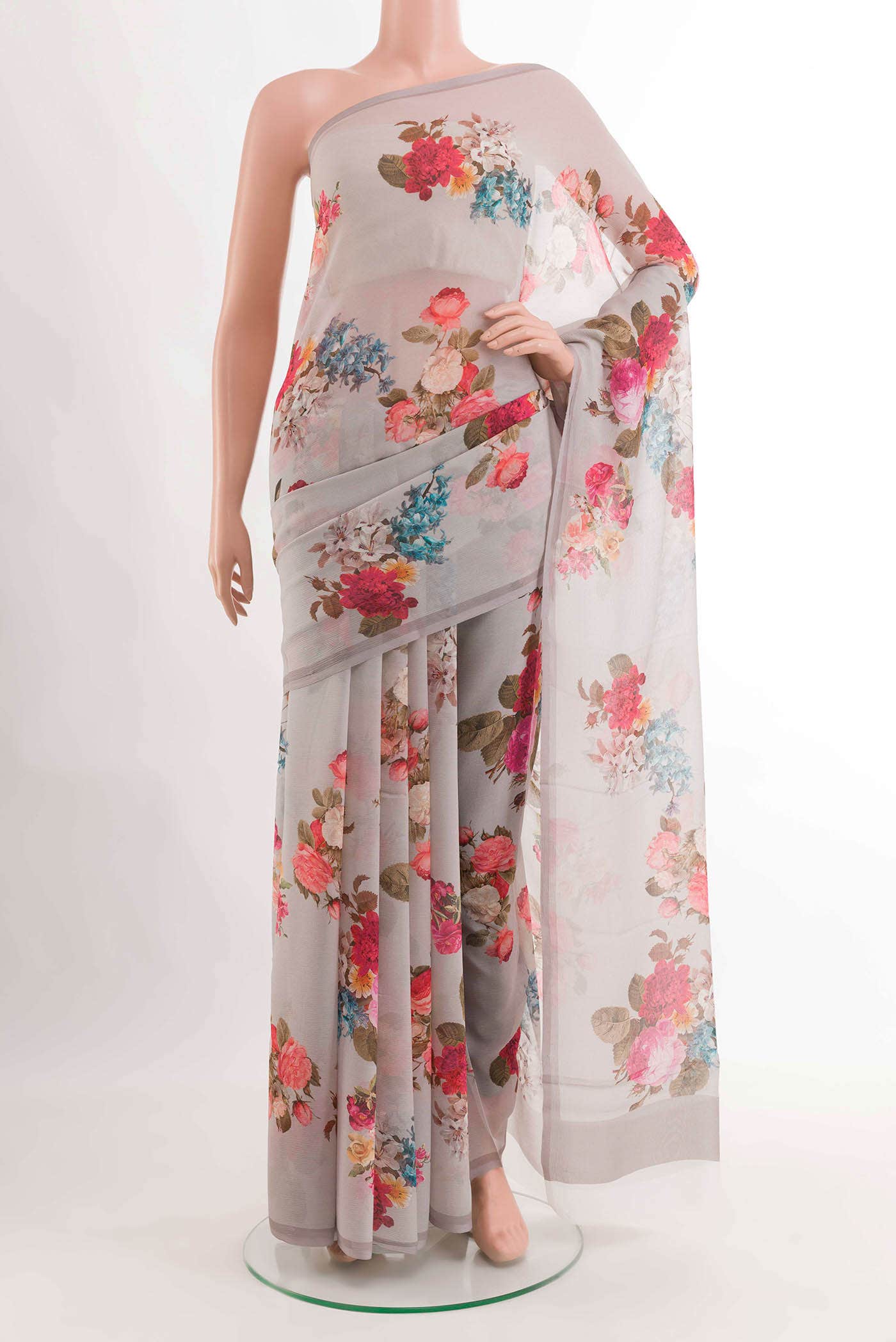 Davys Grey Chiffon Saree