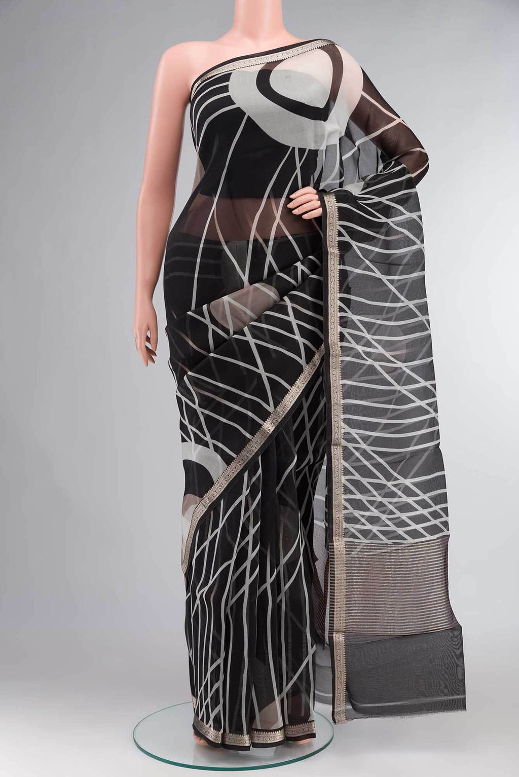 Black Organza Silk Saree