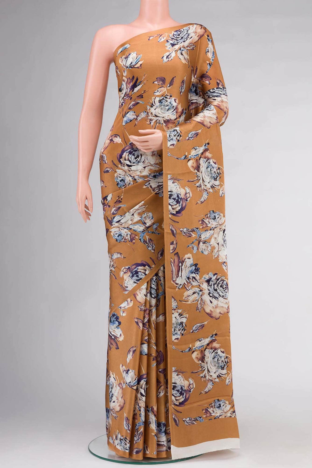 Brown Satin Silk Saree