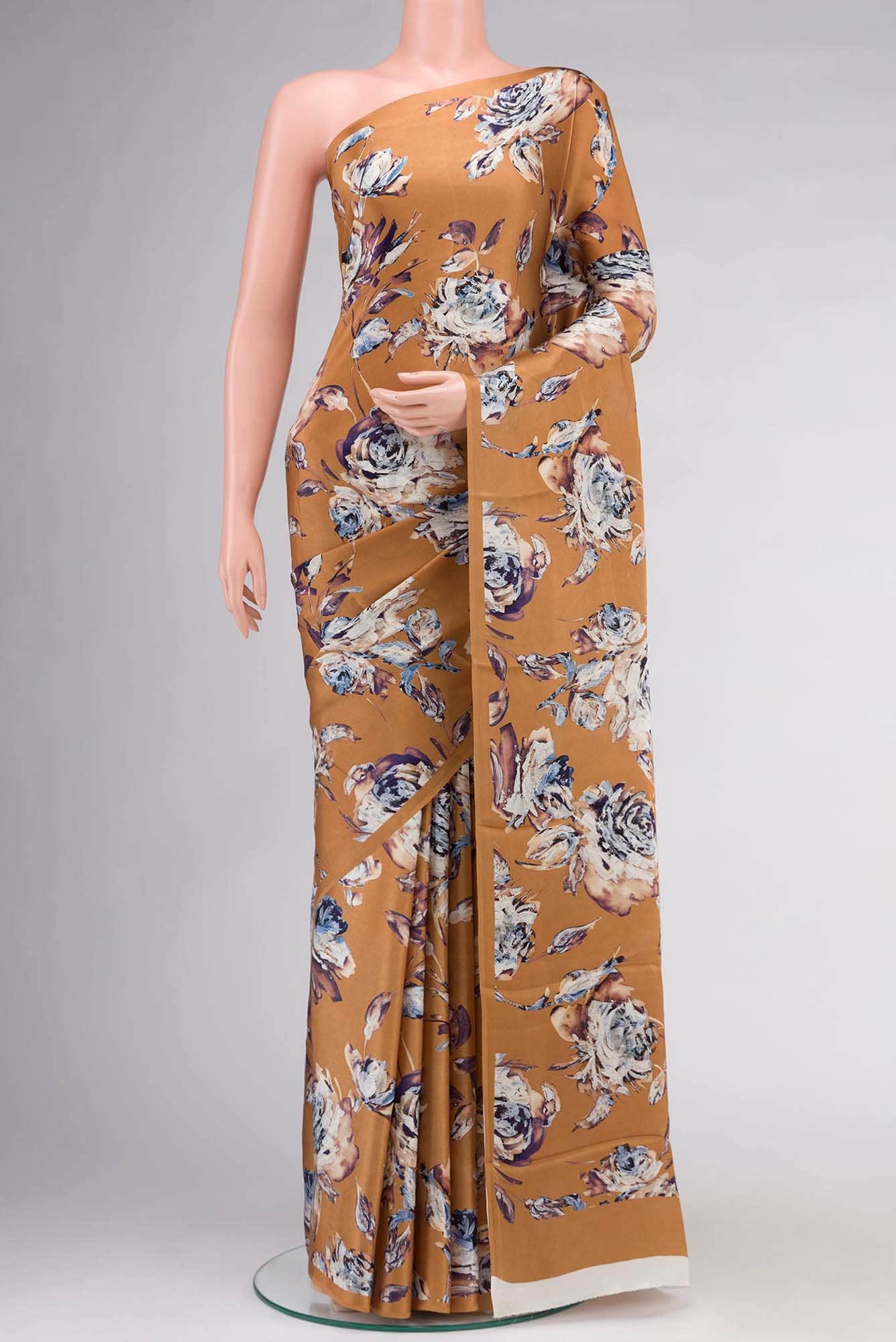 Brown Satin Silk Saree