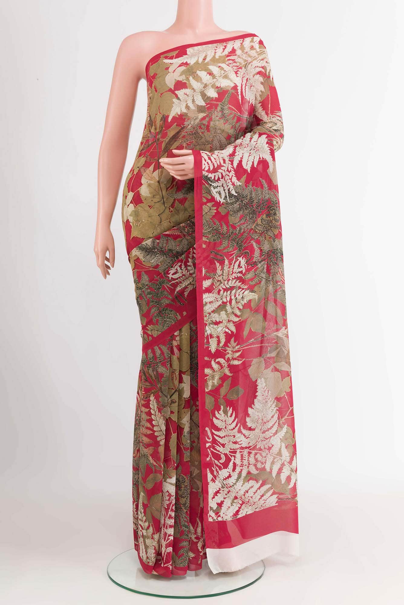 Red Crepe Saree