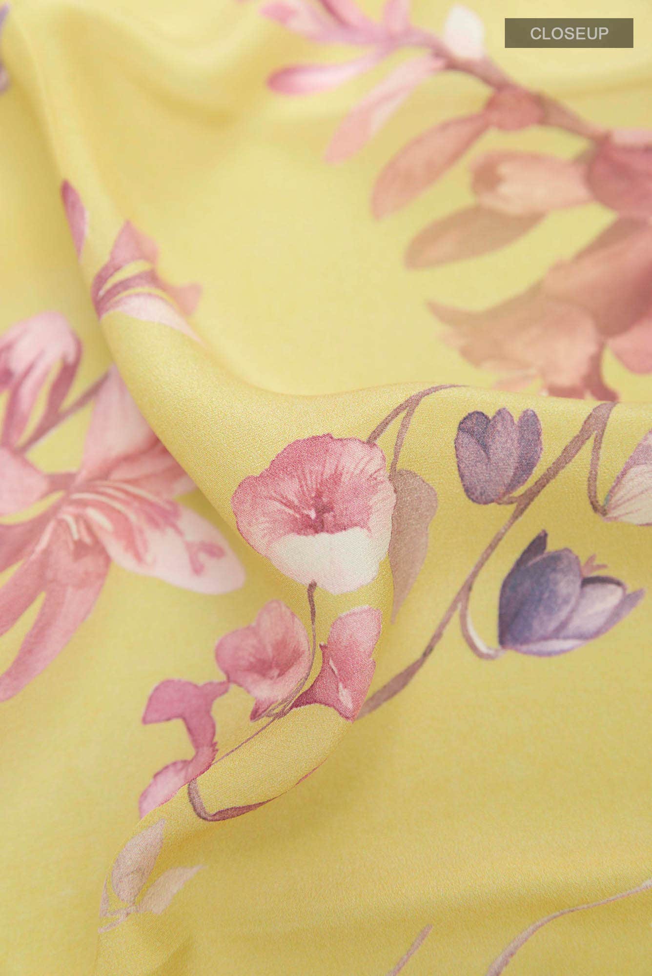 Lemon Yellow Crepe Saree