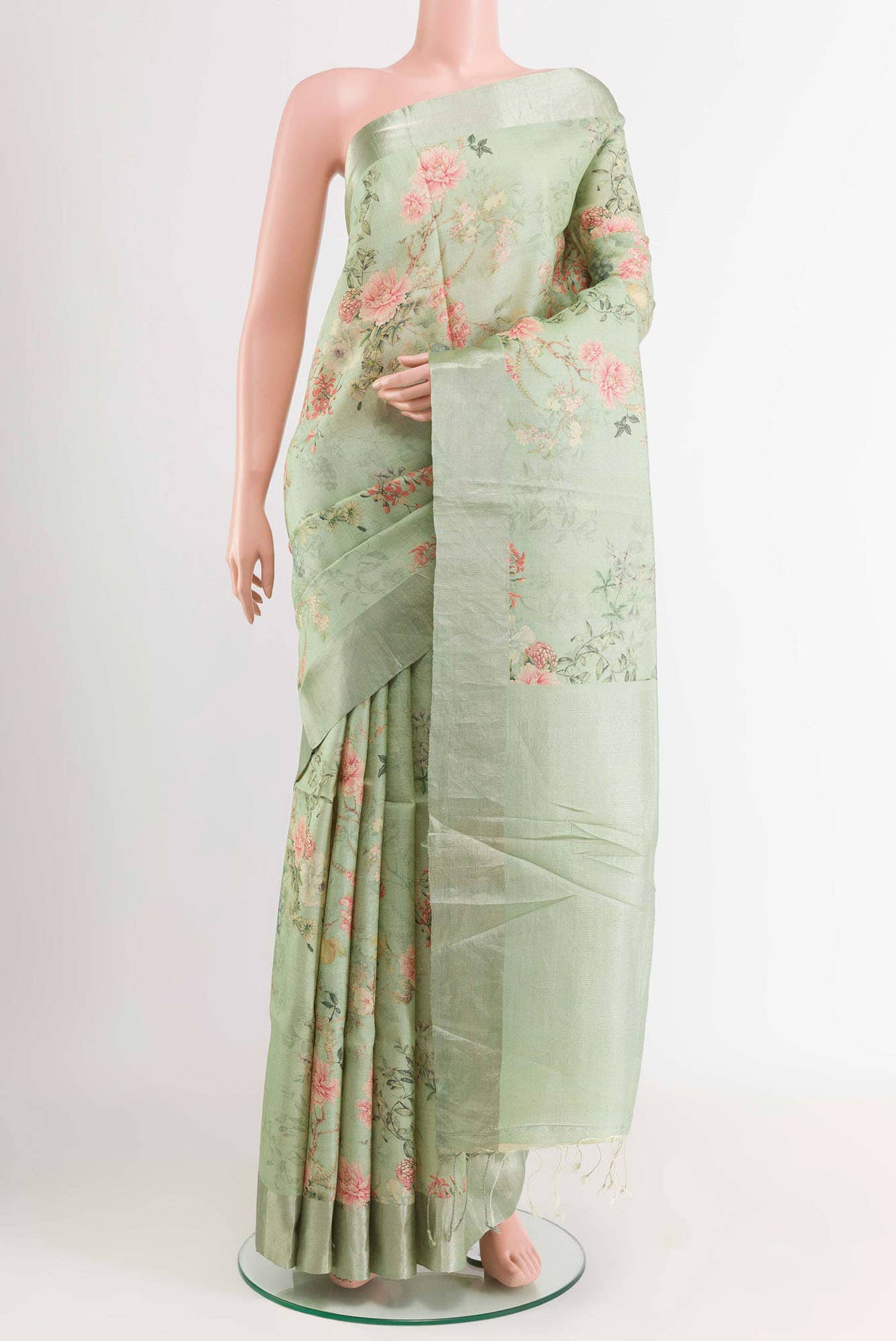 Mint Green Tussar Saree