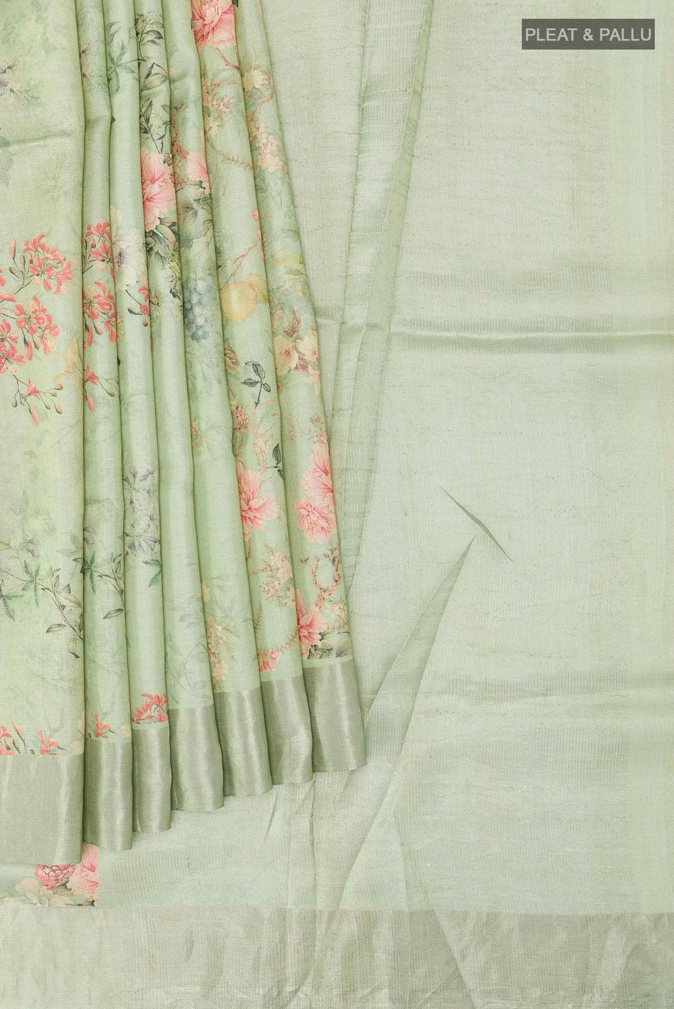 Mint Green Tussar Saree