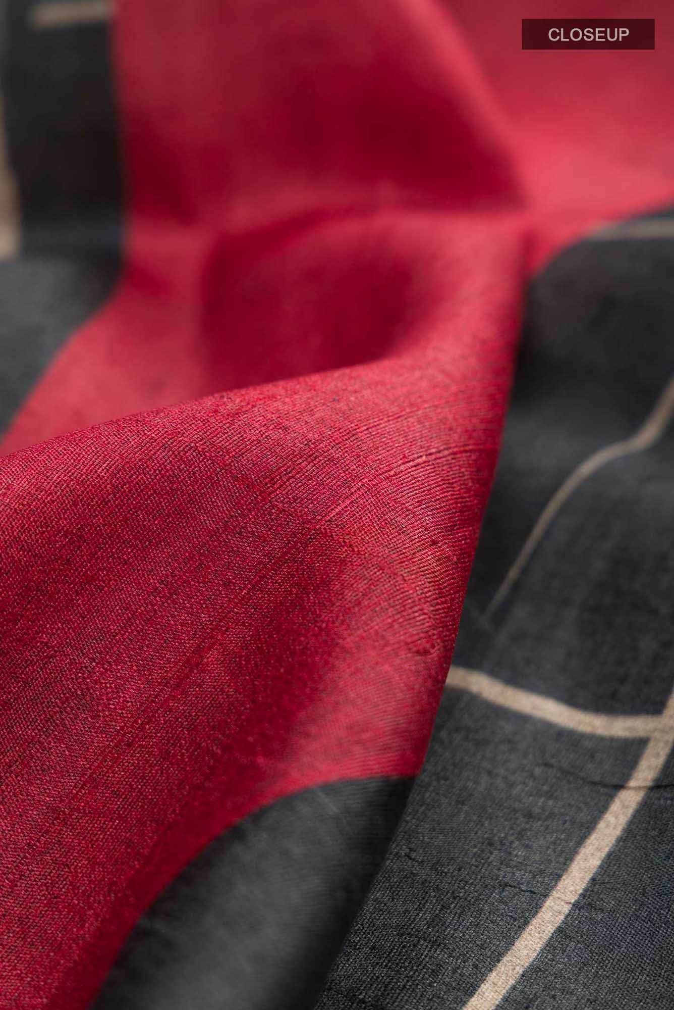 Black Bhagalpuri Tussar Silk Saree