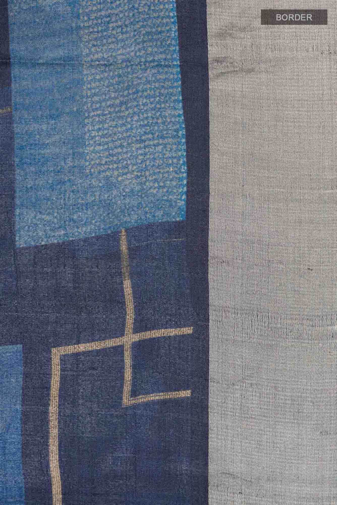 Blue Bhagalpuri Tussar Silk Saree