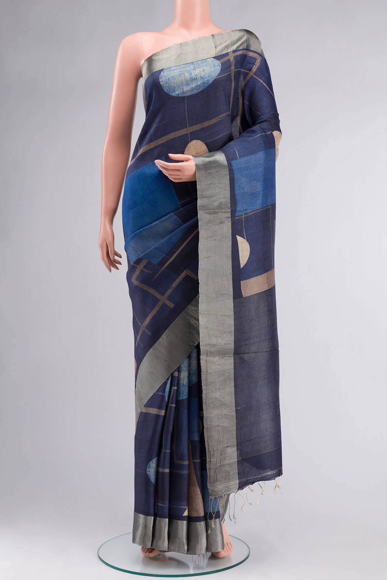 Blue Bhagalpuri Tussar Silk Saree