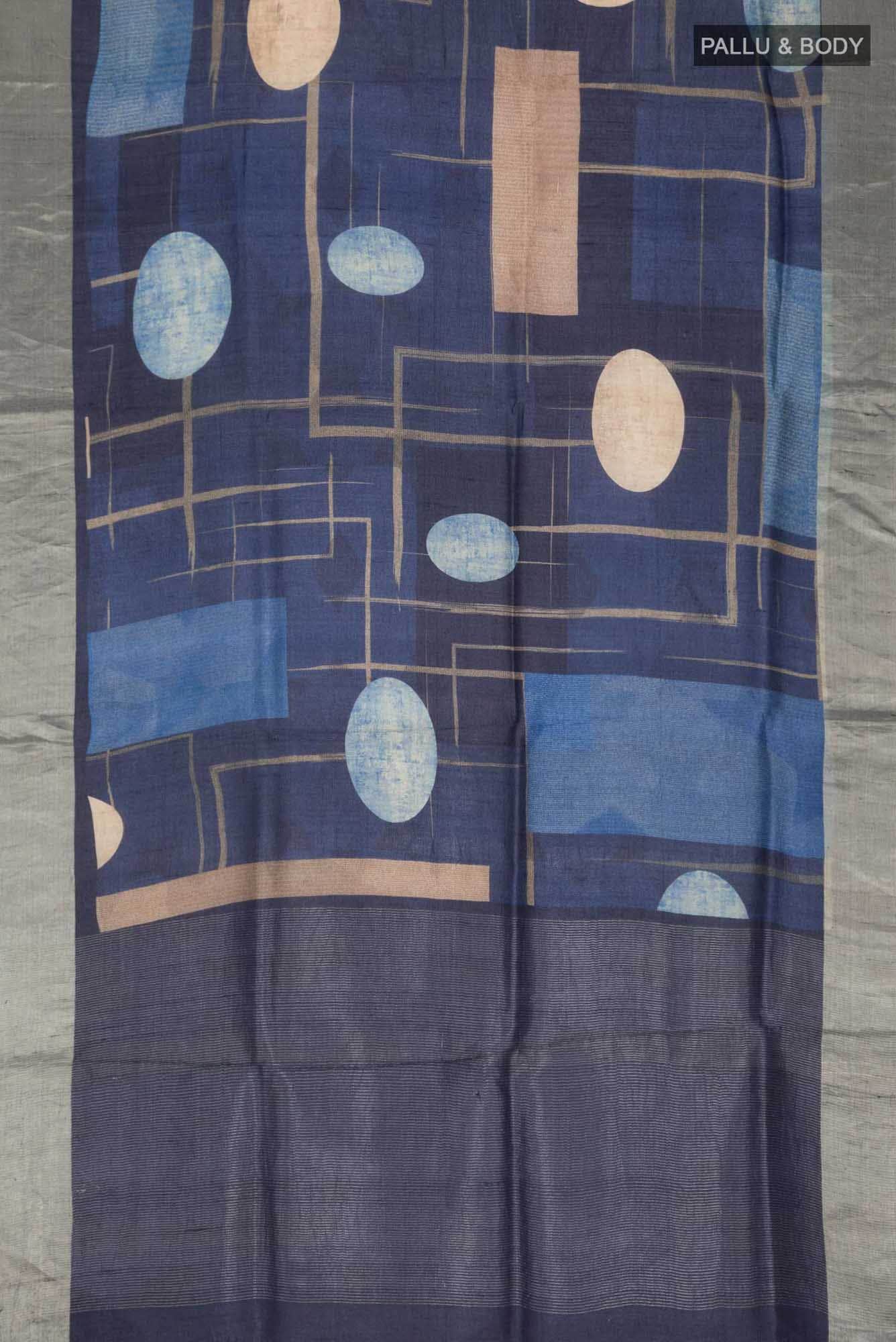 Blue Bhagalpuri Tussar Silk Saree