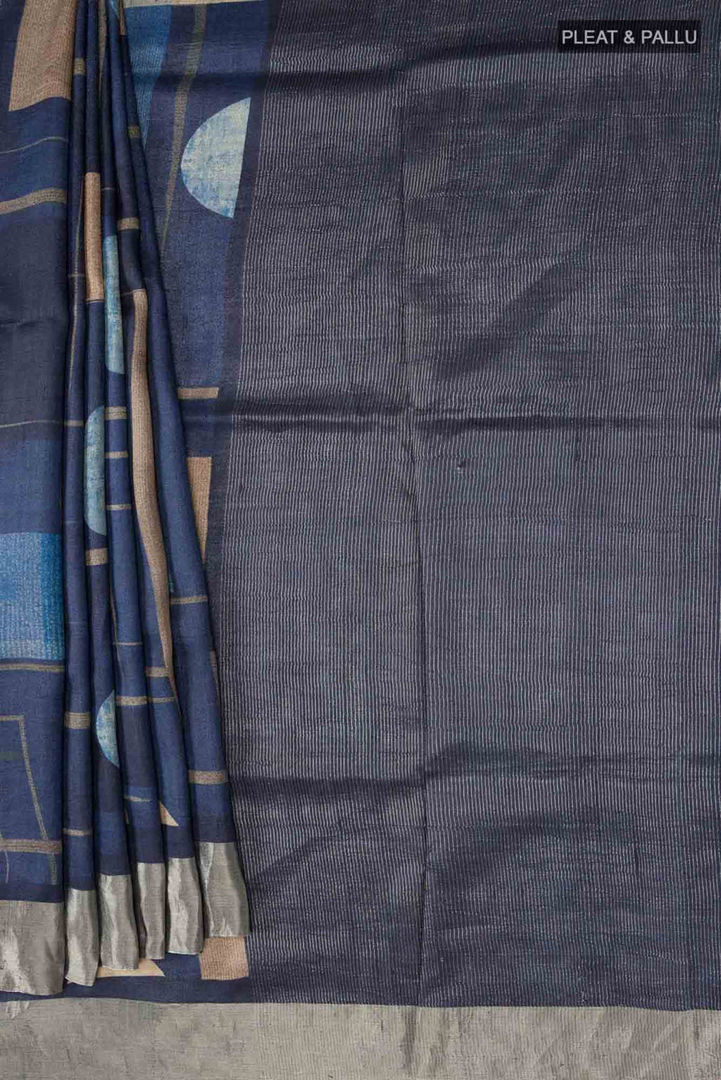 Blue Bhagalpuri Tussar Silk Saree